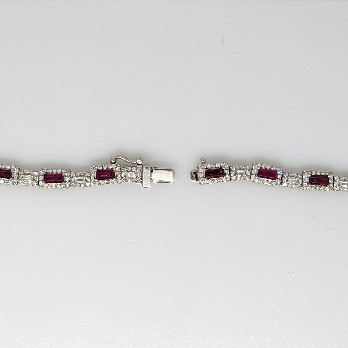 GIA Certified Unheated Ruby & Diamond Necklace in 18k White Gold