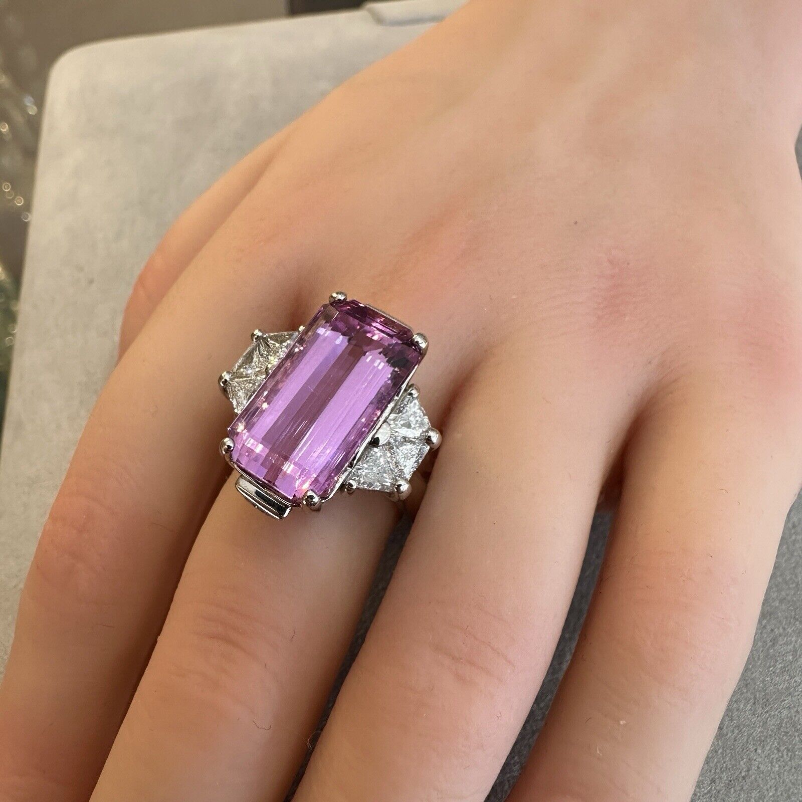 RARE GIA 17.47 cts Pink Topaz and Diamond Ring in Platinum