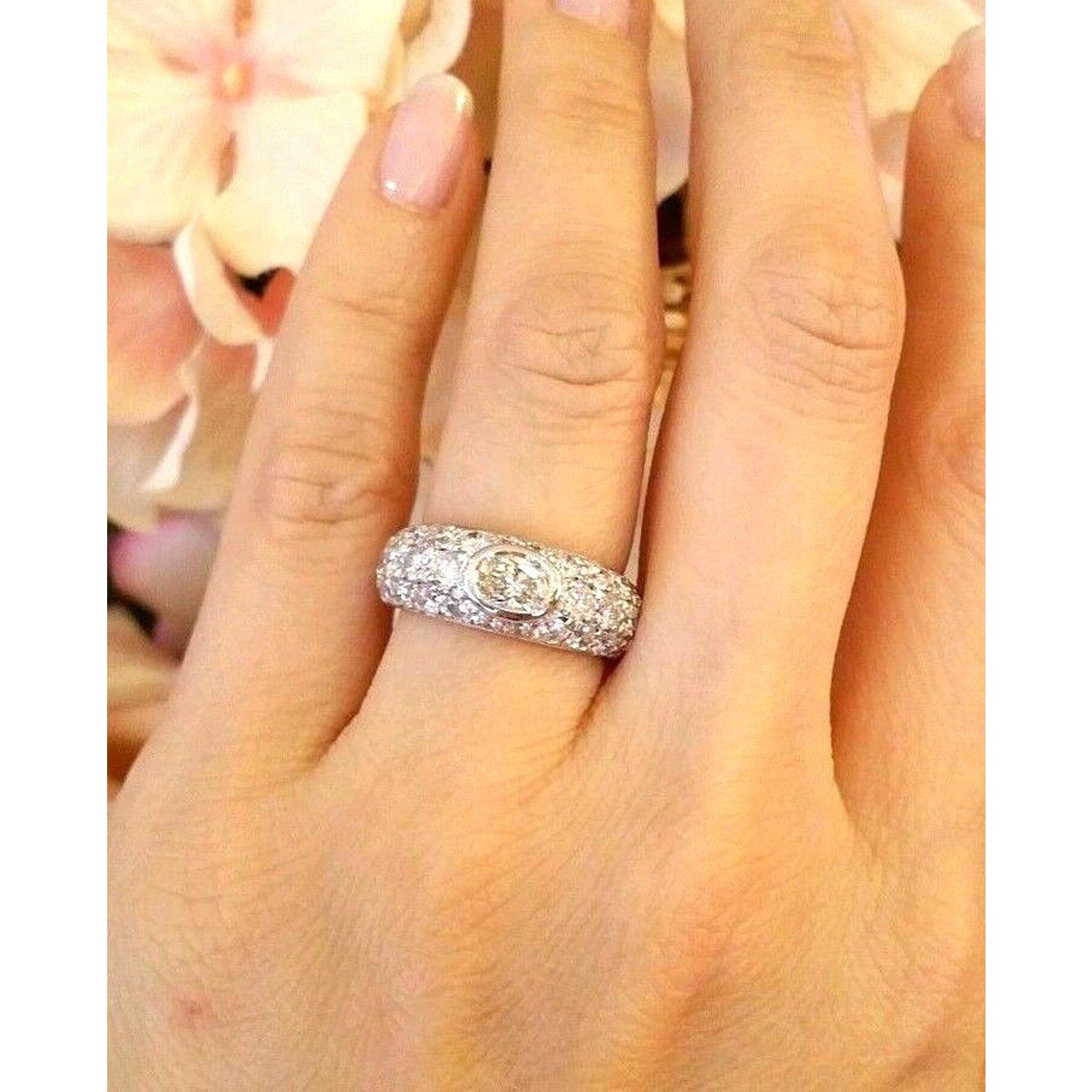 2.40 ct Oval Diamond and Pave Diamond Band in Platinum