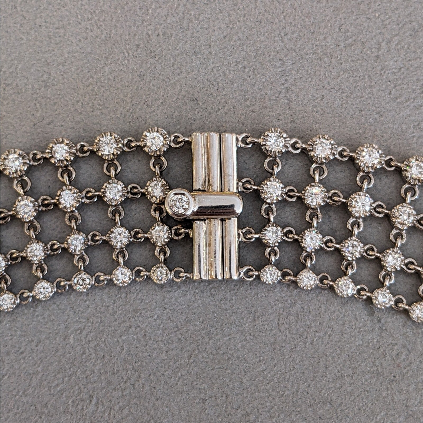 Wide Openwork Collar Diamond Necklace in 18k White Gold