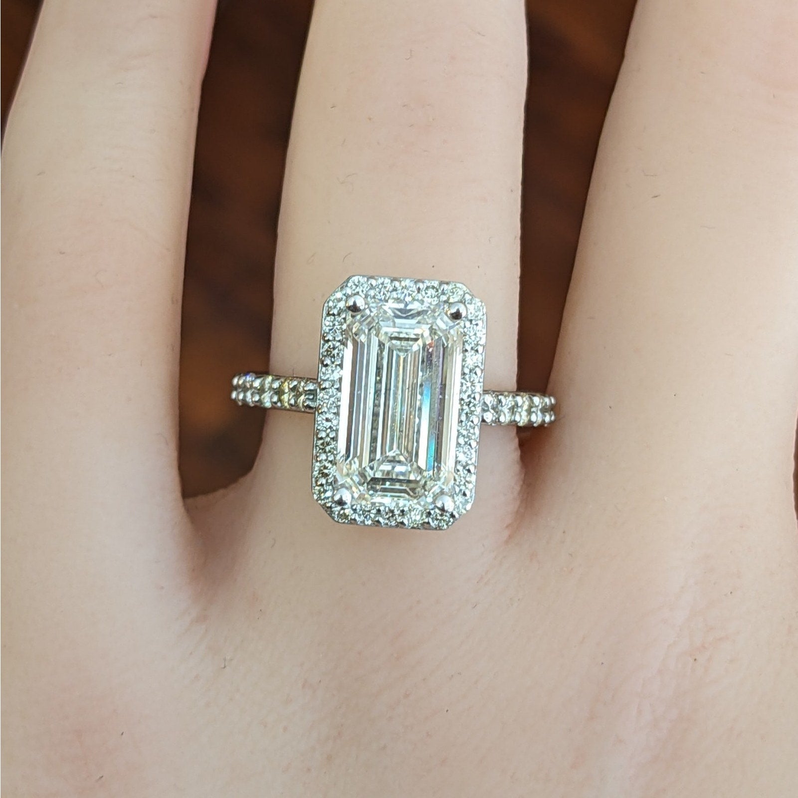 5.01 ct Emerald Cut Diamond w/GIA, in Platinum Diamond Ring