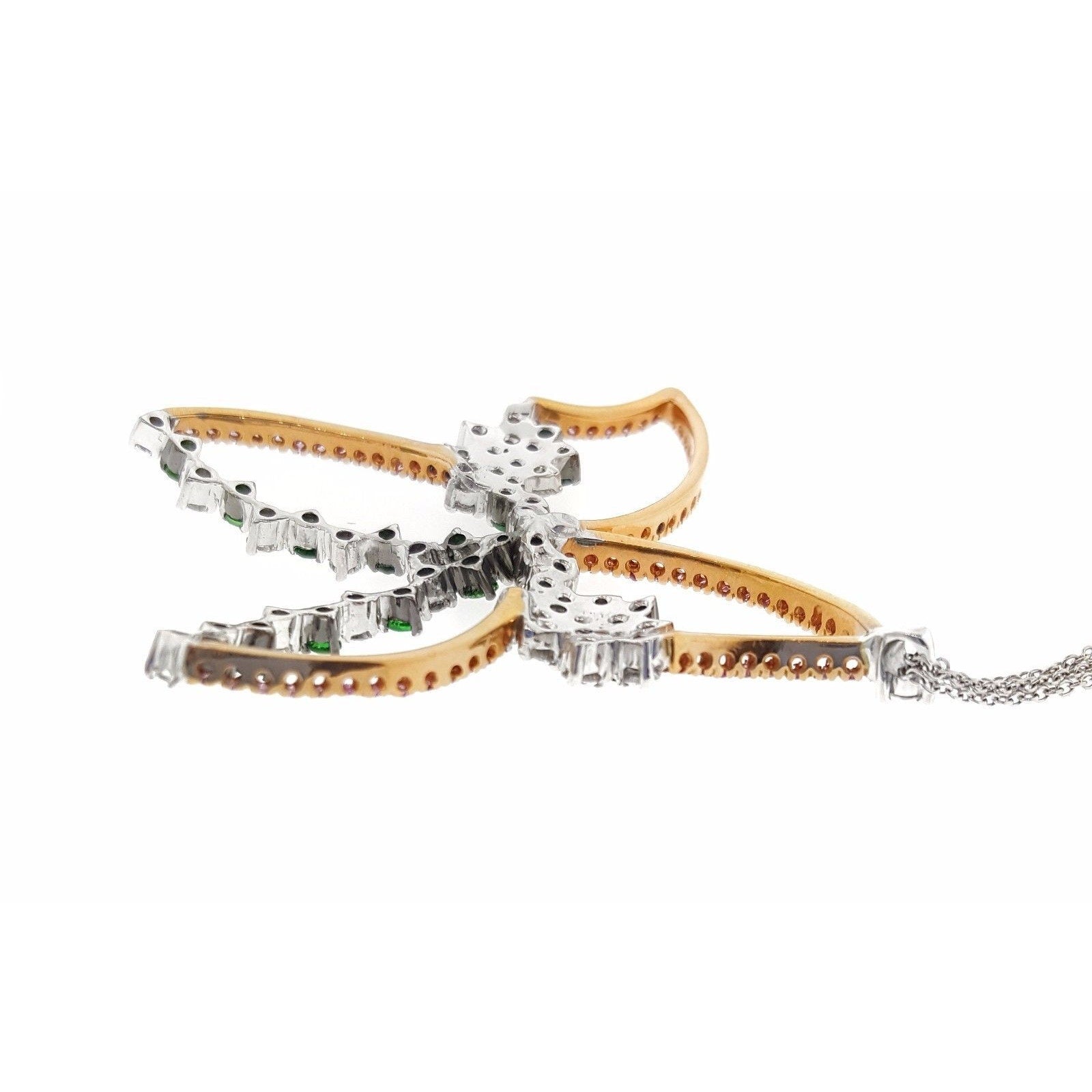 Piero Milano Pink Sapphire and Diamond Butterfly Necklace 18k Gold