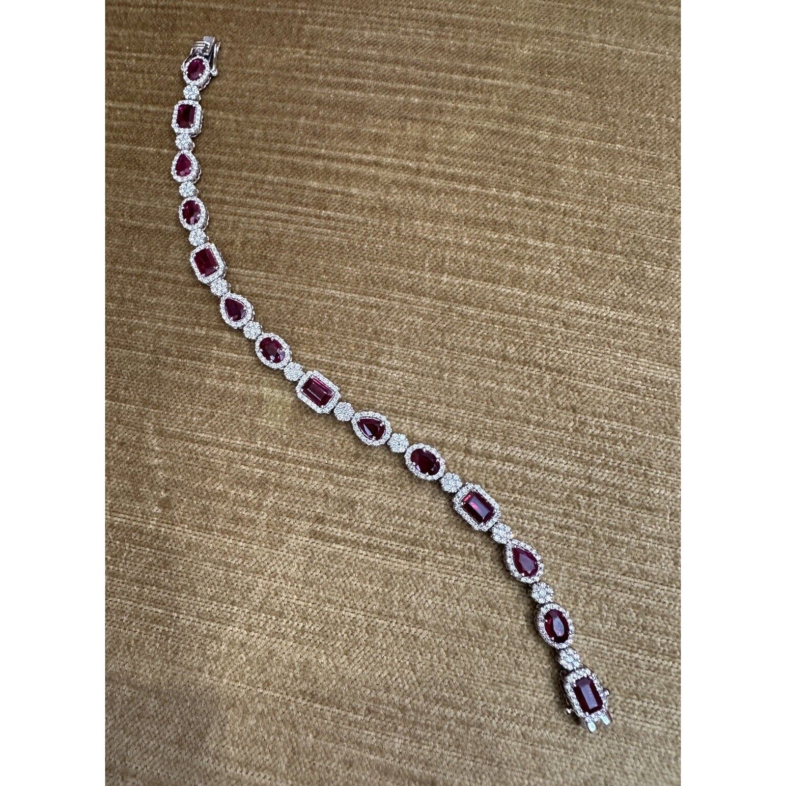 Ruby and Diamond Link Bracelet 7.65 cttw in 18k White Gold - HM2538Z