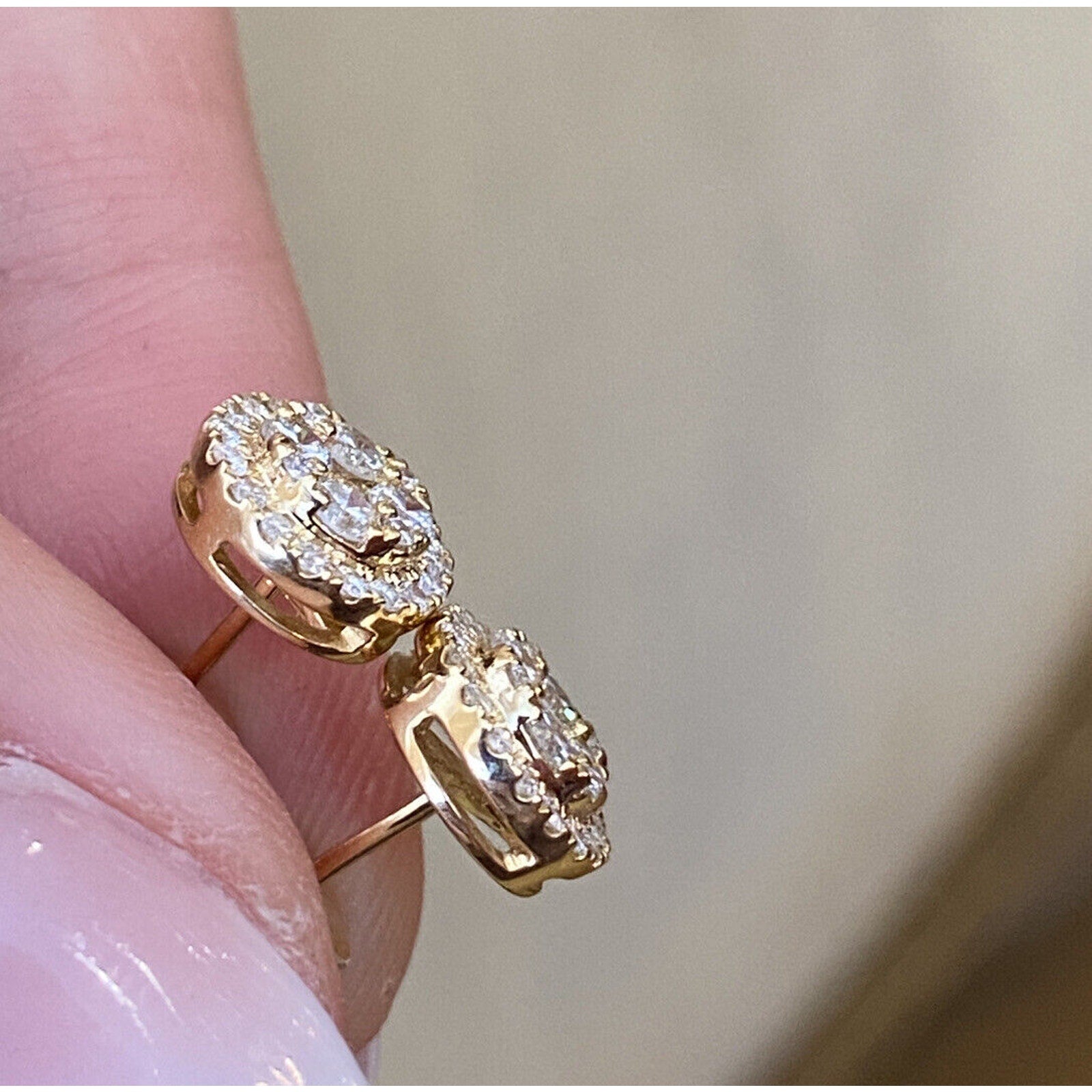 Diamond Cluster Stud Earrings in 18k Yellow Gold