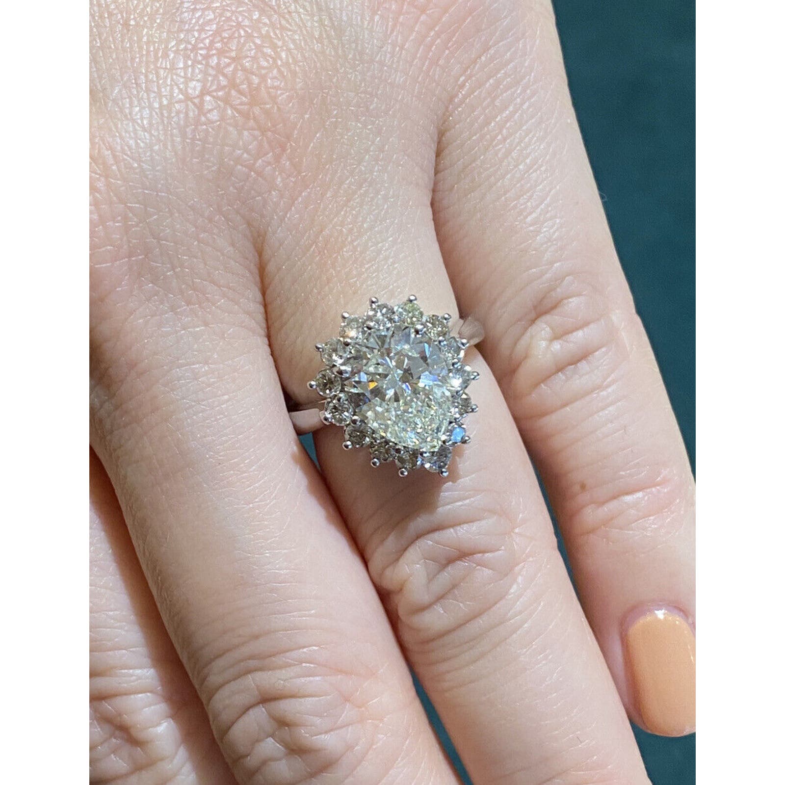 GIA 3.10 ct Pear Brilliant Diamond Ring with Diamonds in Platinum --HM2423SB