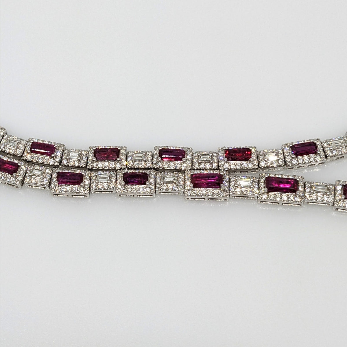 GIA Certified Unheated Ruby & Diamond Necklace in 18k White Gold