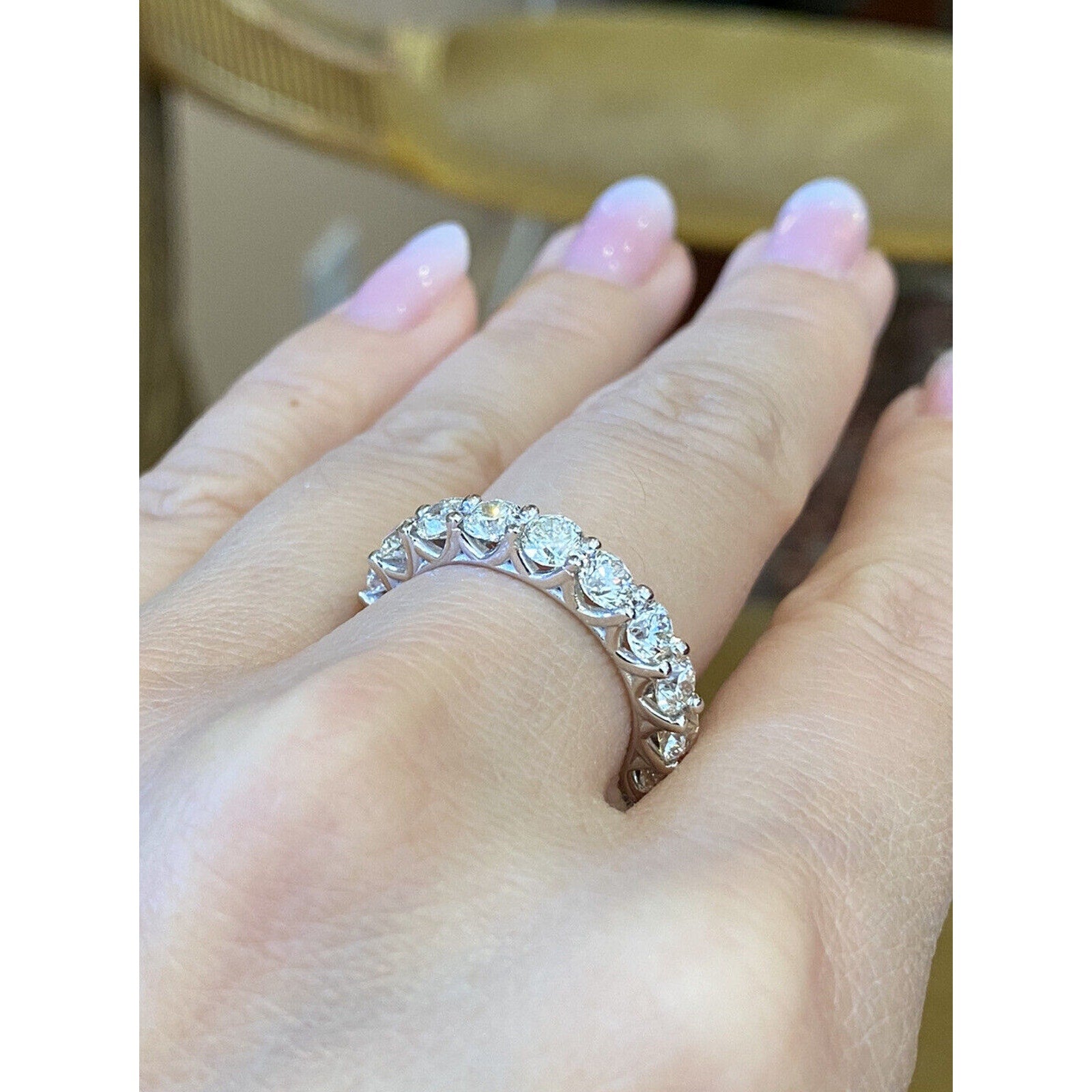 Round Diamond U-Shaped Shared Prong Eternity Band 4cttw 18k White Gold -HM2344BA