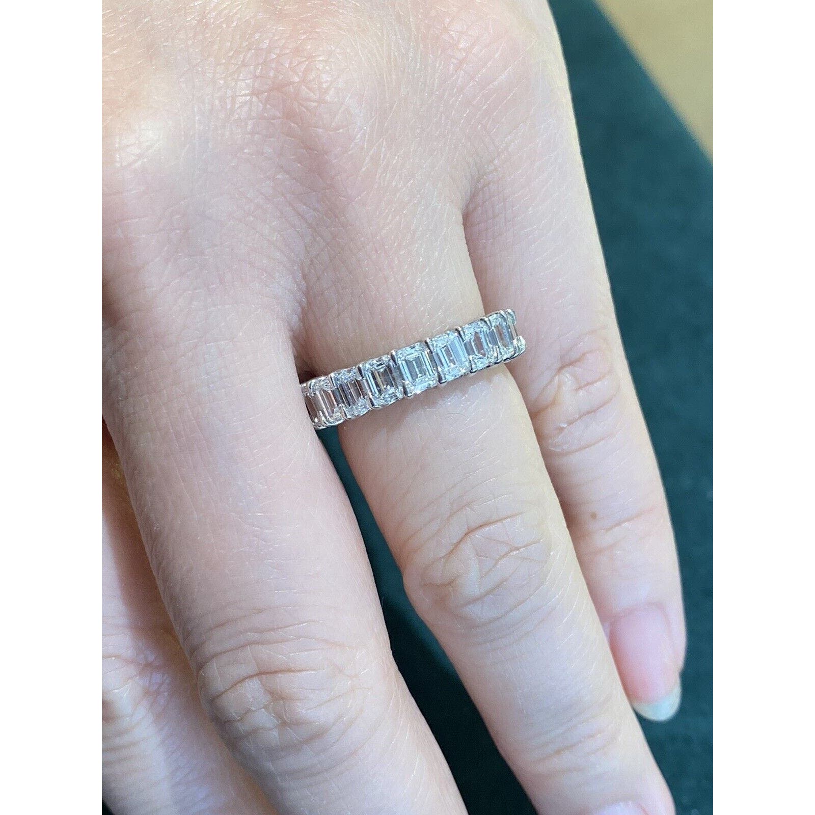 5.12 ctw Emerald Cut Diamond Eternity Band Ring in Platinum 5mm 6.25- HM2347E