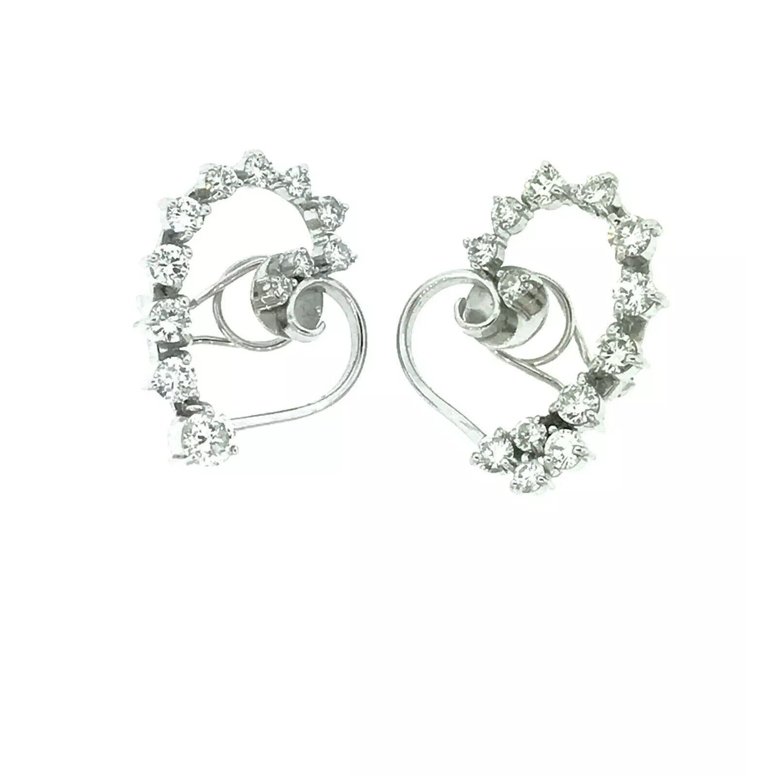 Open Heart Diamond Earrings 2.42 cttw in Platinum