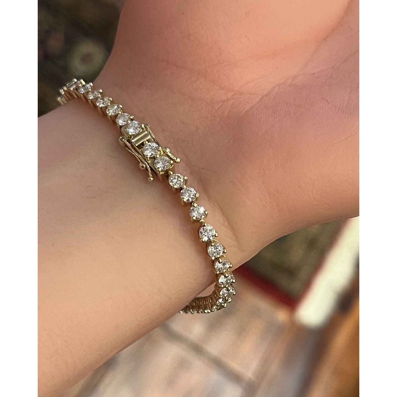 Natural Round Diamond Tennis Bracelet 4.91 cttw in 18k Yellow Gold
