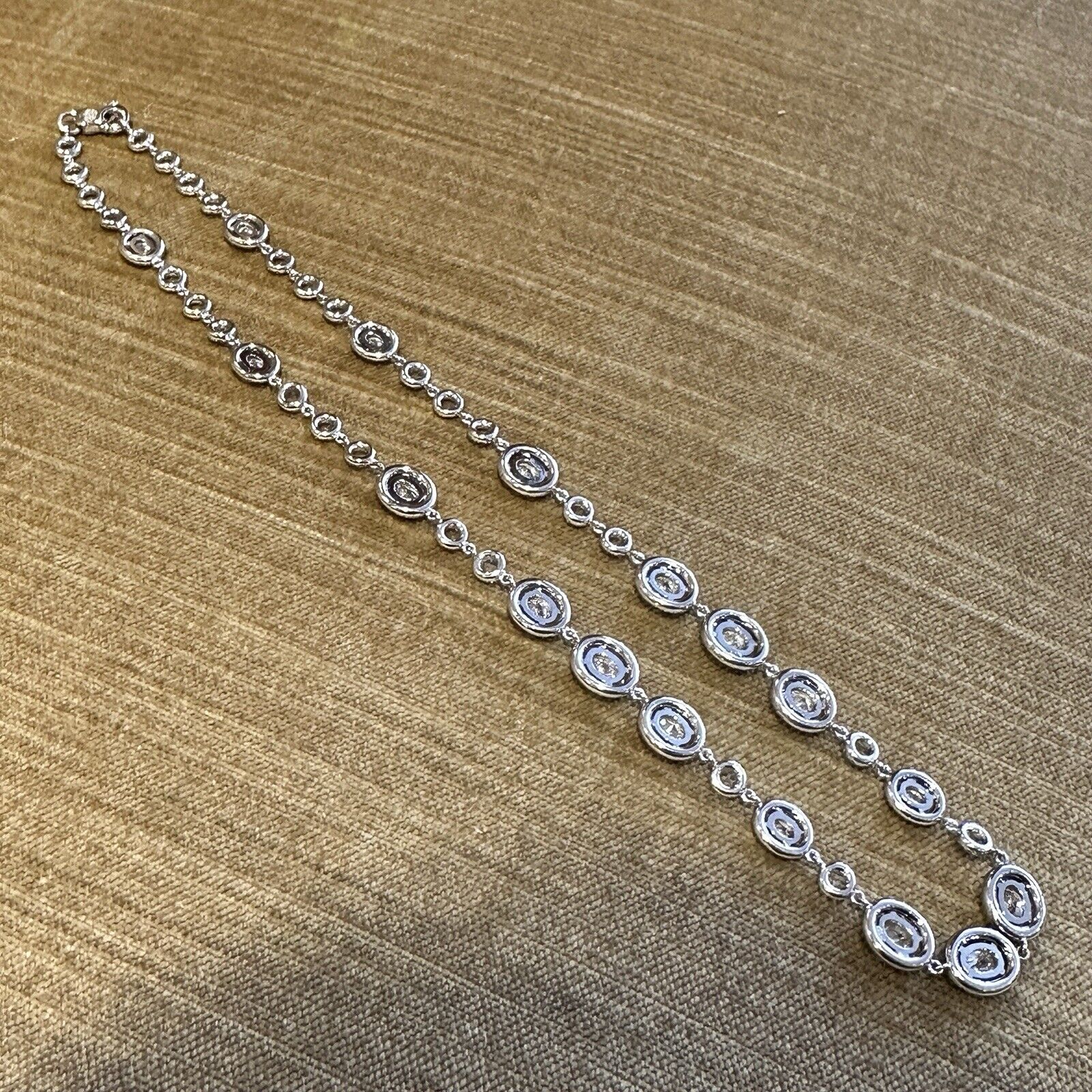 Natural Diamond Necklace 10.00 cttw Ovals and Rounds in 18k White Gold
