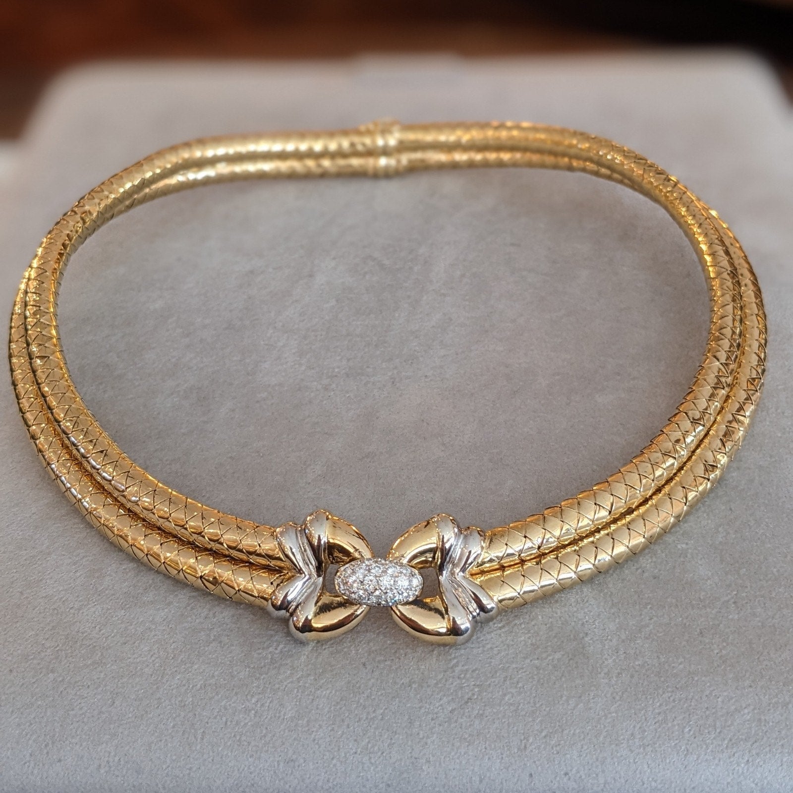 Diamond and 18k Gold Choker Necklace - Italian Maker -