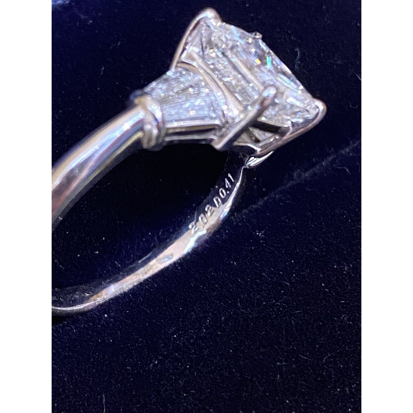 GIA 2.02 ct E color Radiant Diamond with Baguettes Ring in Platinum - HM2061RA