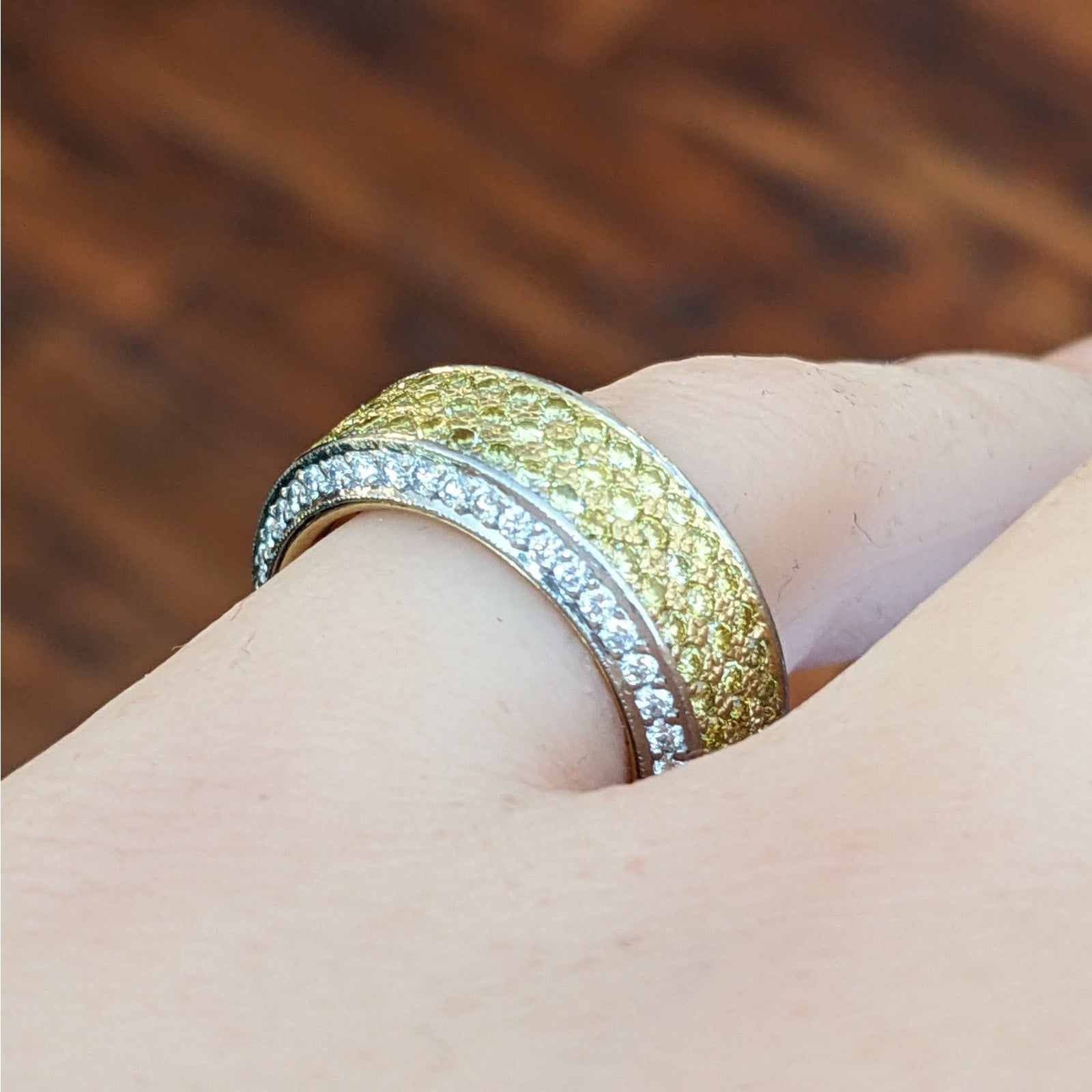Beaudry Yellow and White Diamond Ring in Platinum & 18k Yellow Gold