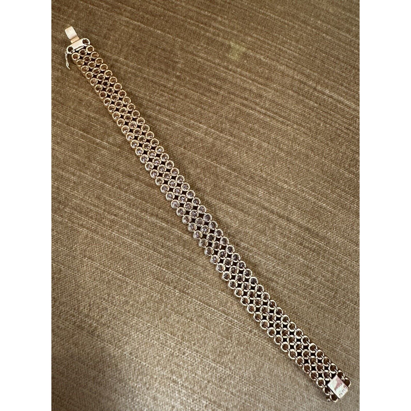 12.42cts Three Row Bezel Set Diamond Bracelet in 18k Yellow Gold - HM2143VA