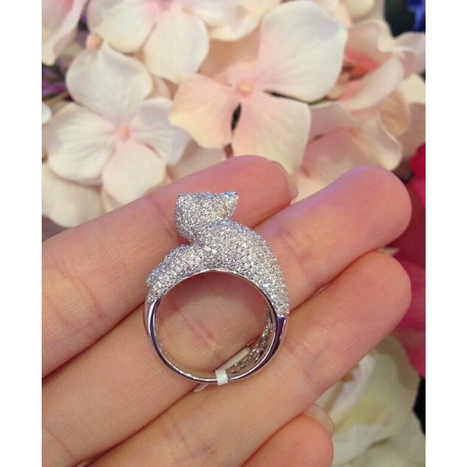Pave Diamond Panther Ring 4.00 cttw in 18k White Gold - HM1285AI
