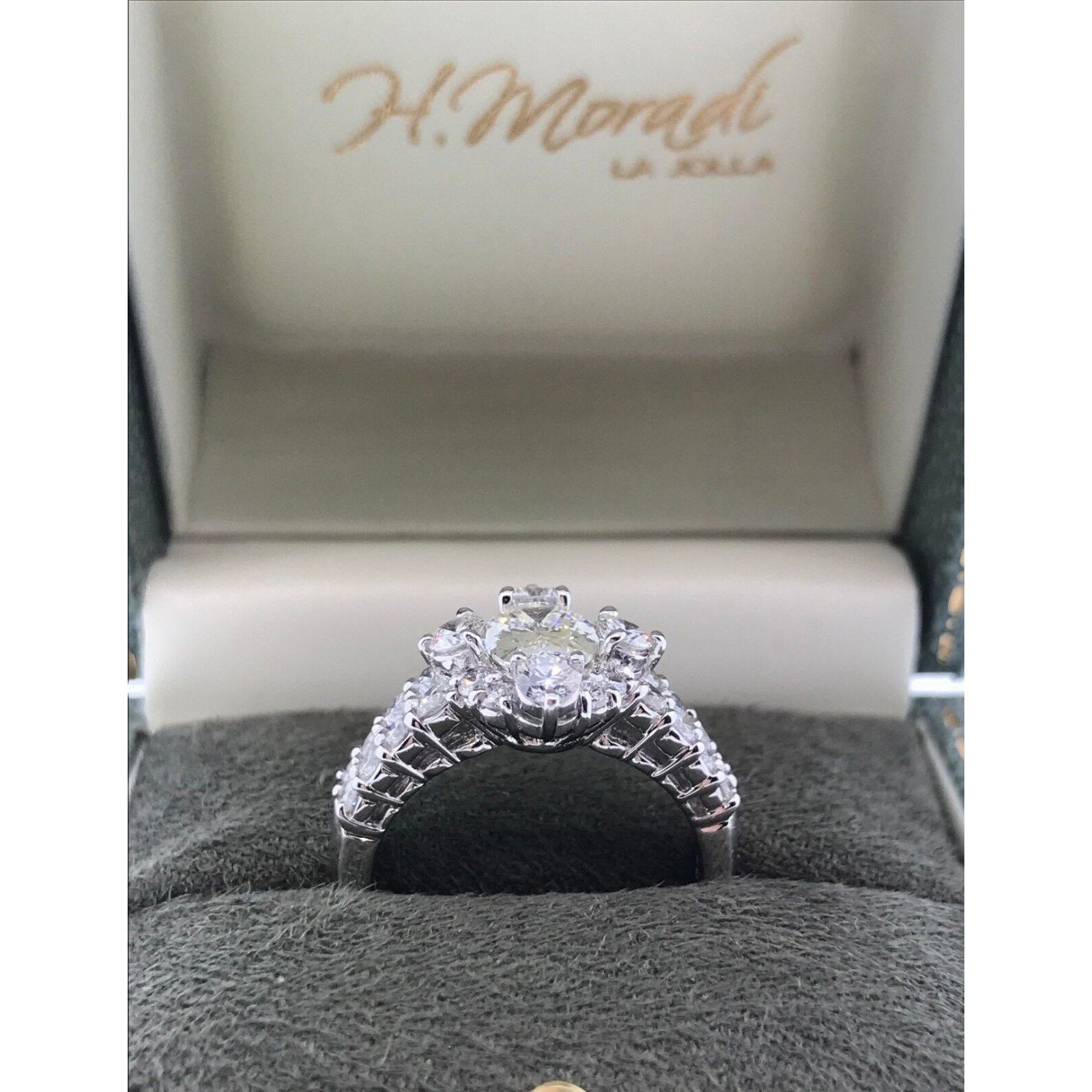 1.00 ct Oval Shaped Diamond in Round Diamond Halo Platinum Ring