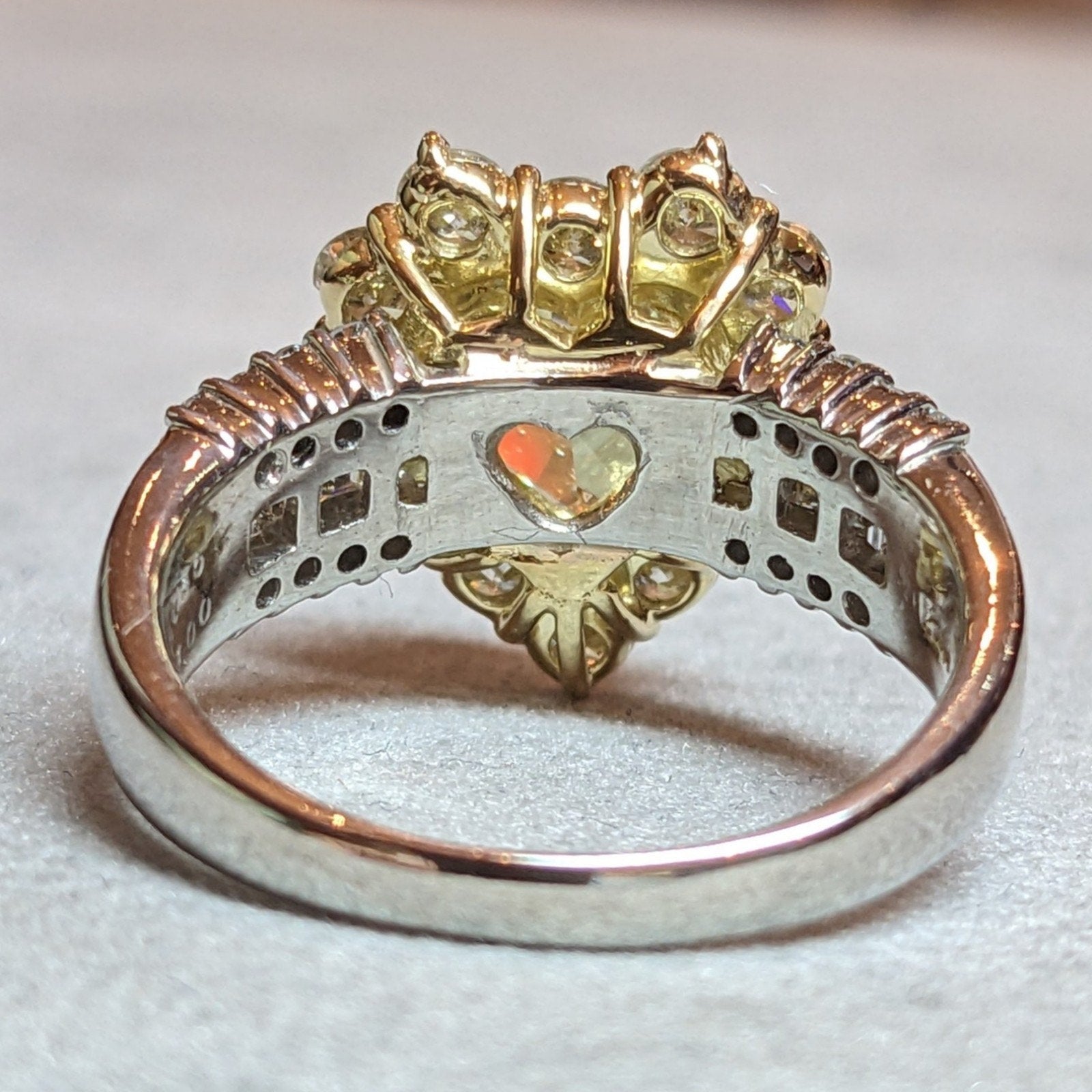 GIA 2.02 ct Fancy Yellow Heart Diamond in Platinum Diamond Ring