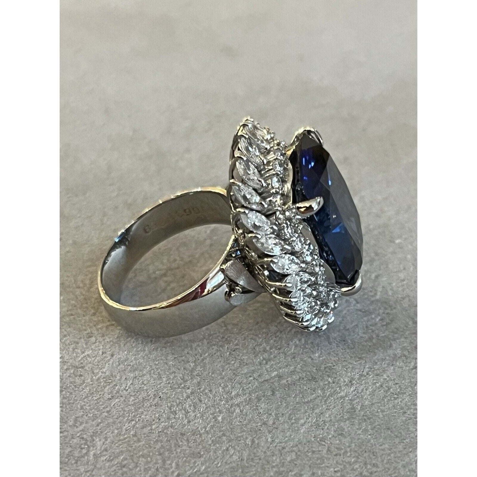 GIA Natural 16.63 ct Tanzanite and Diamond Ring in Platinum