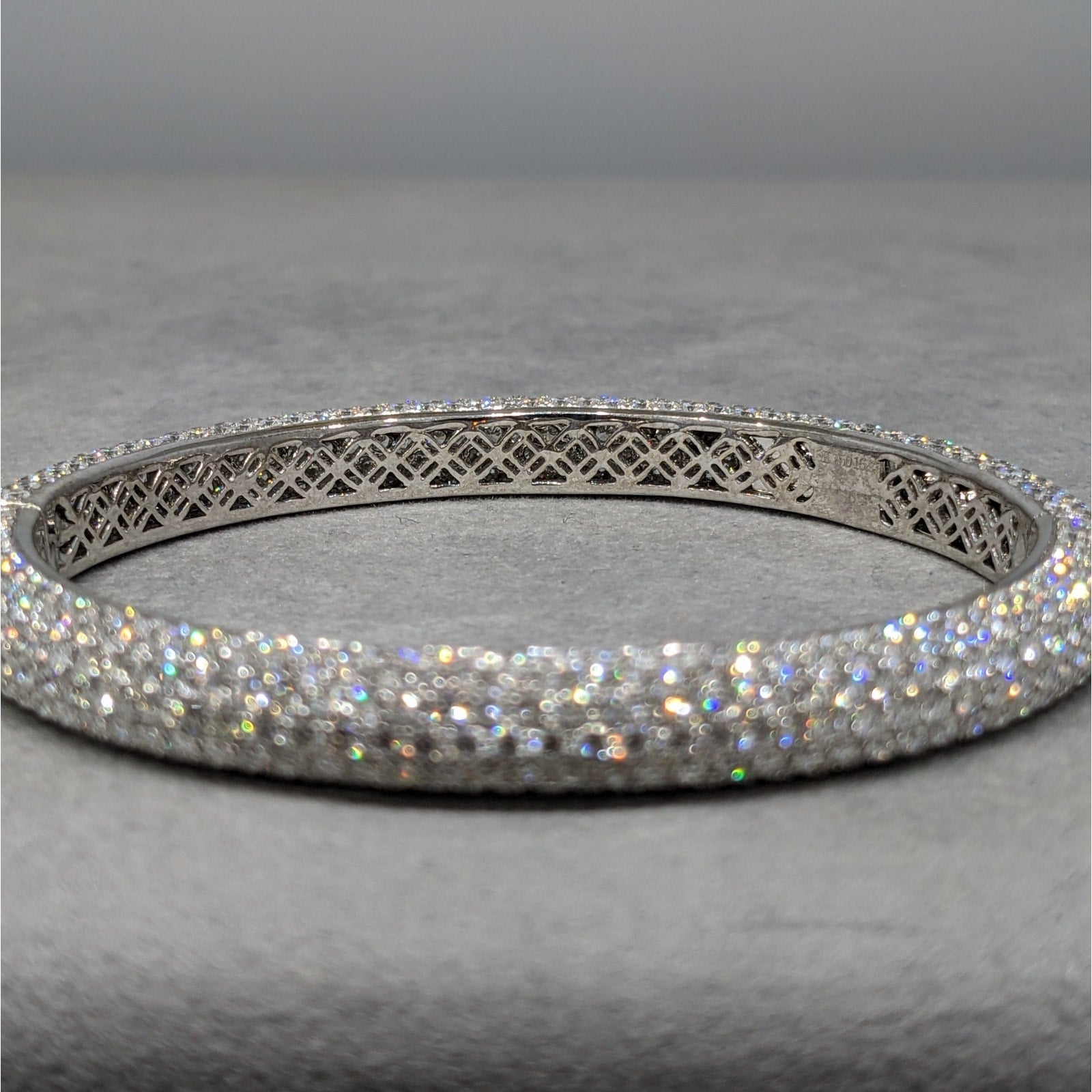 Natural Diamond Pave Bangle Bracelet 16.23 cttw in 18k White Gold