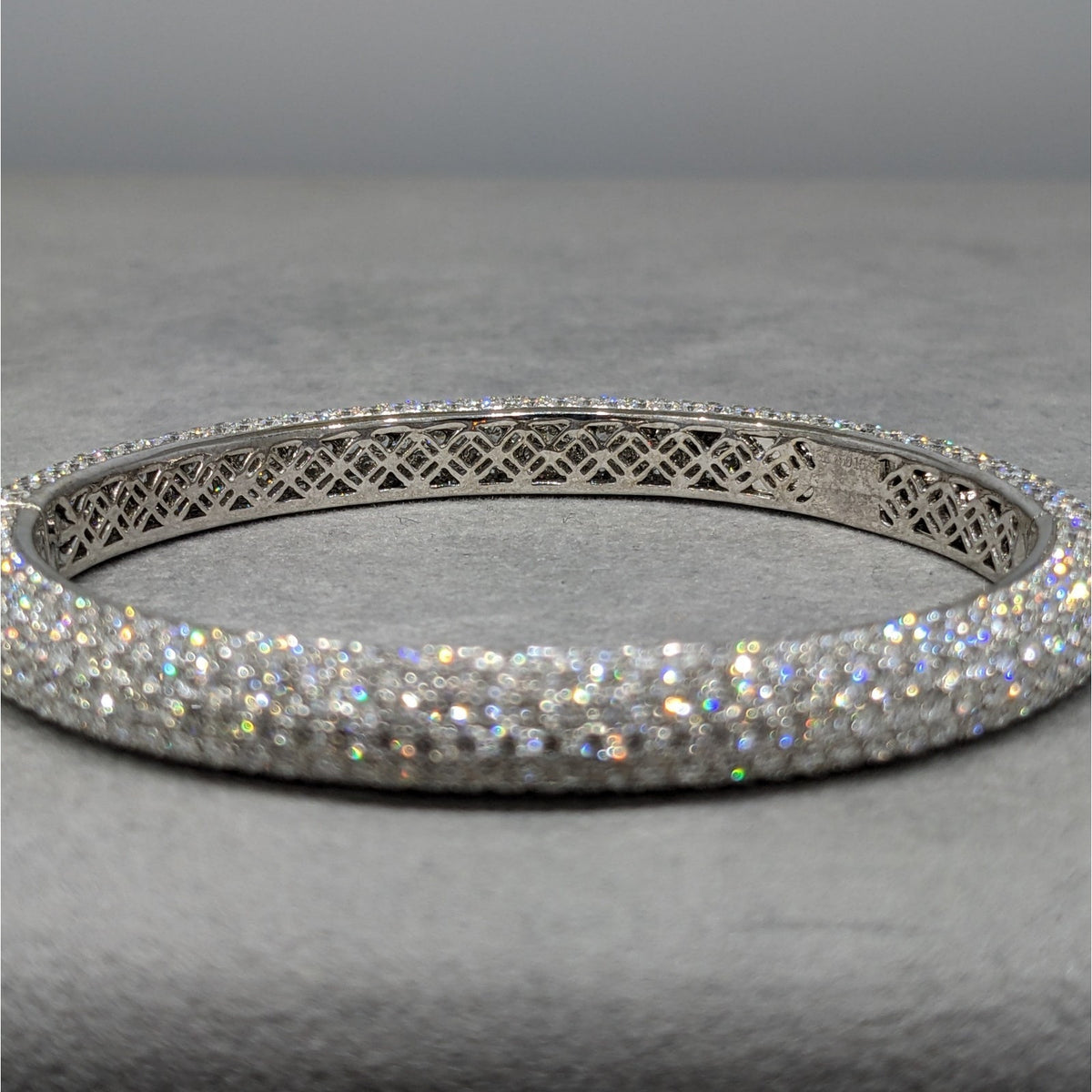 Natural Diamond Pave Bangle Bracelet 16.23 cttw in 18k White Gold