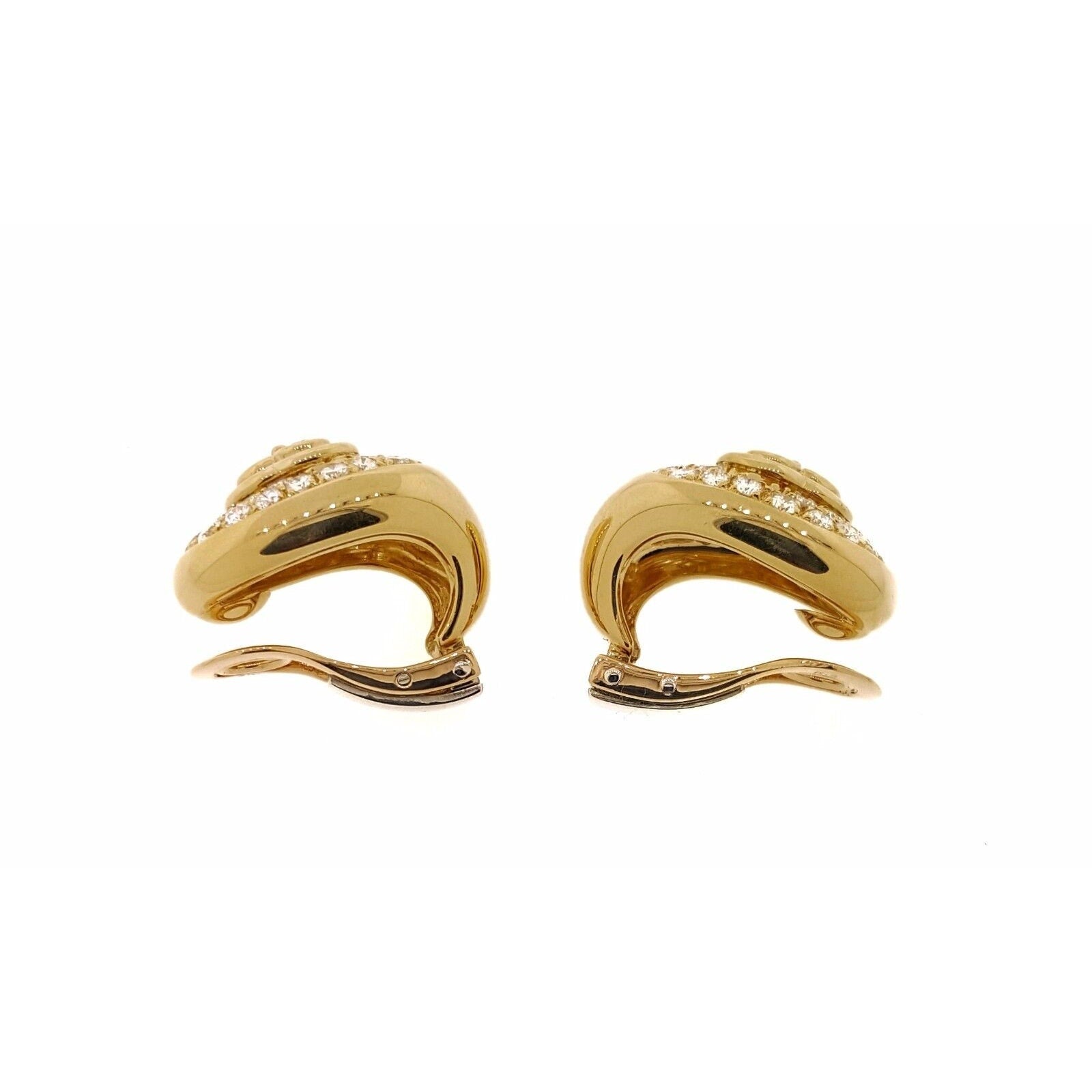 2.00 ct Diamond Pave Oval Dome Earrings in 18k Yellow Gold