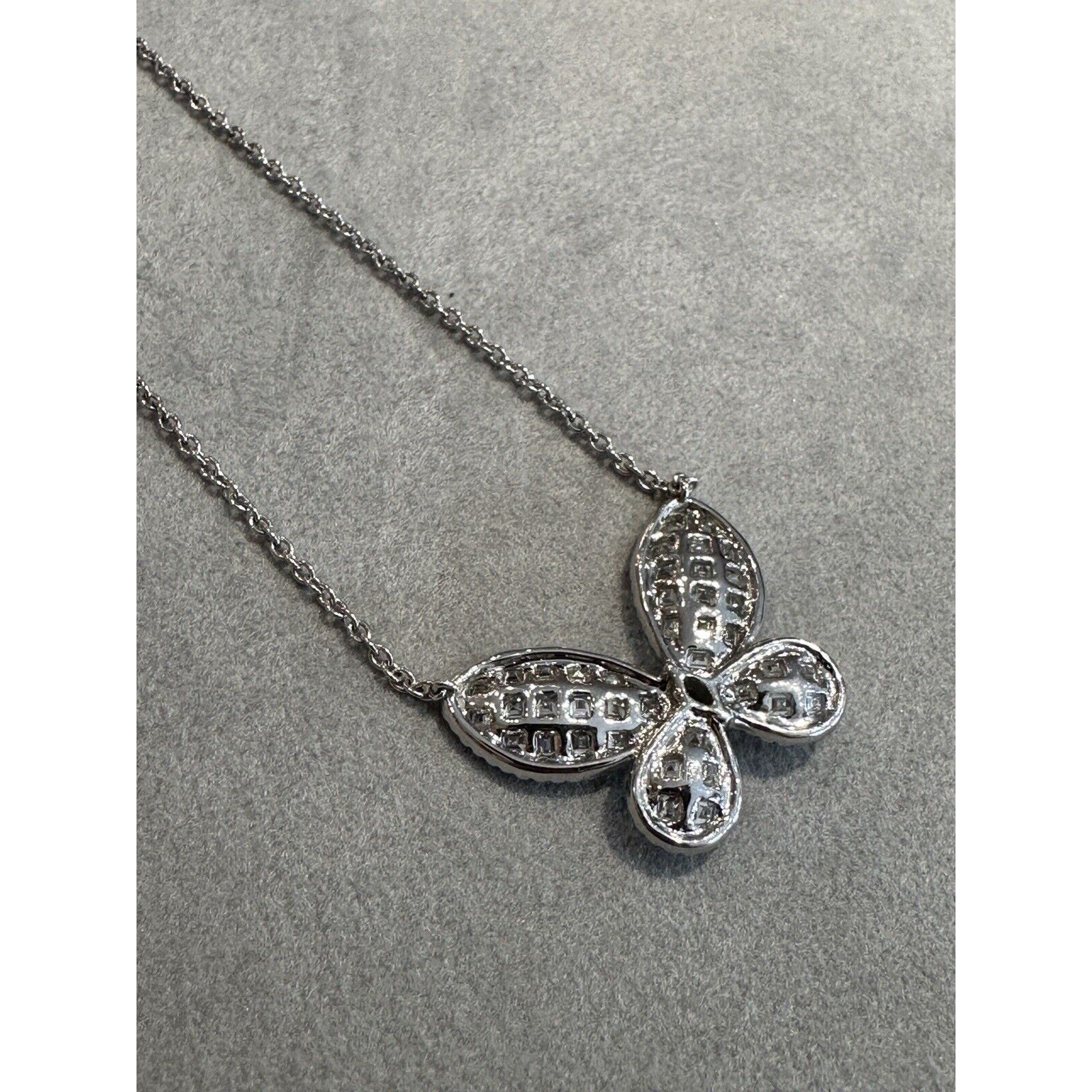 Pave Diamond Butterfly Pendant Necklace 1.50 cttw in 18k White Gold