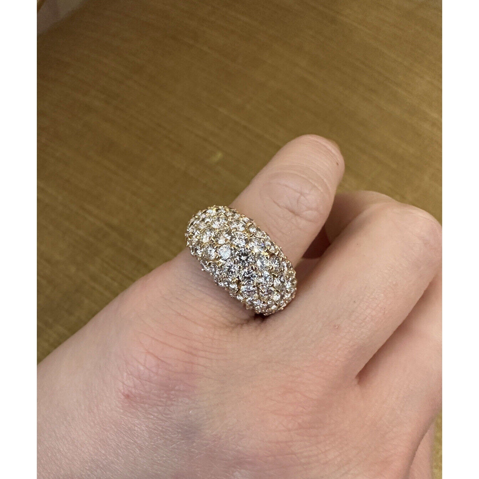 Diamond Pave Dome Ring 3.80 cttw in 18k Yellow Gold - HM2431AA