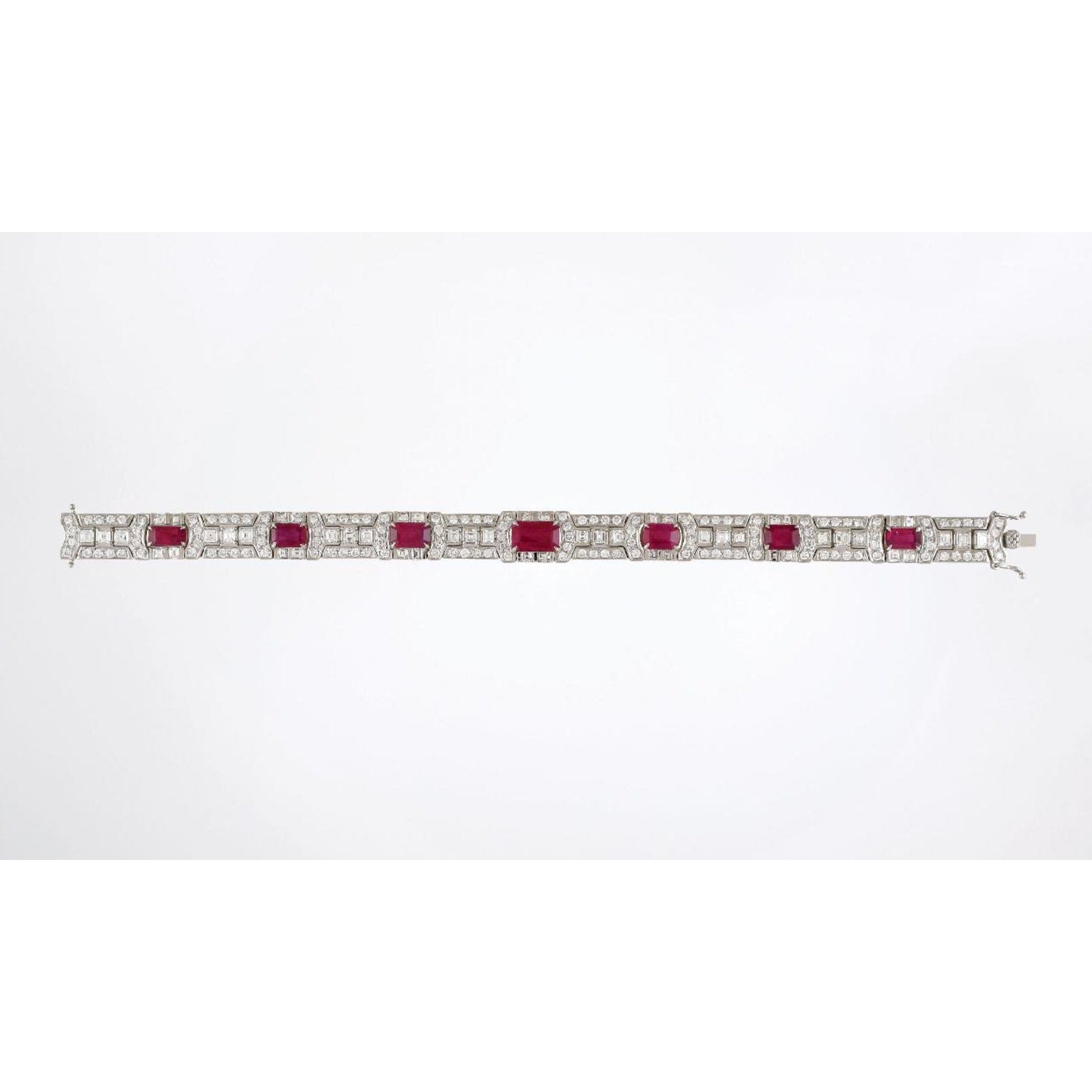 GIA Burma Ruby & Diamond Statement Bracelet in Platinum