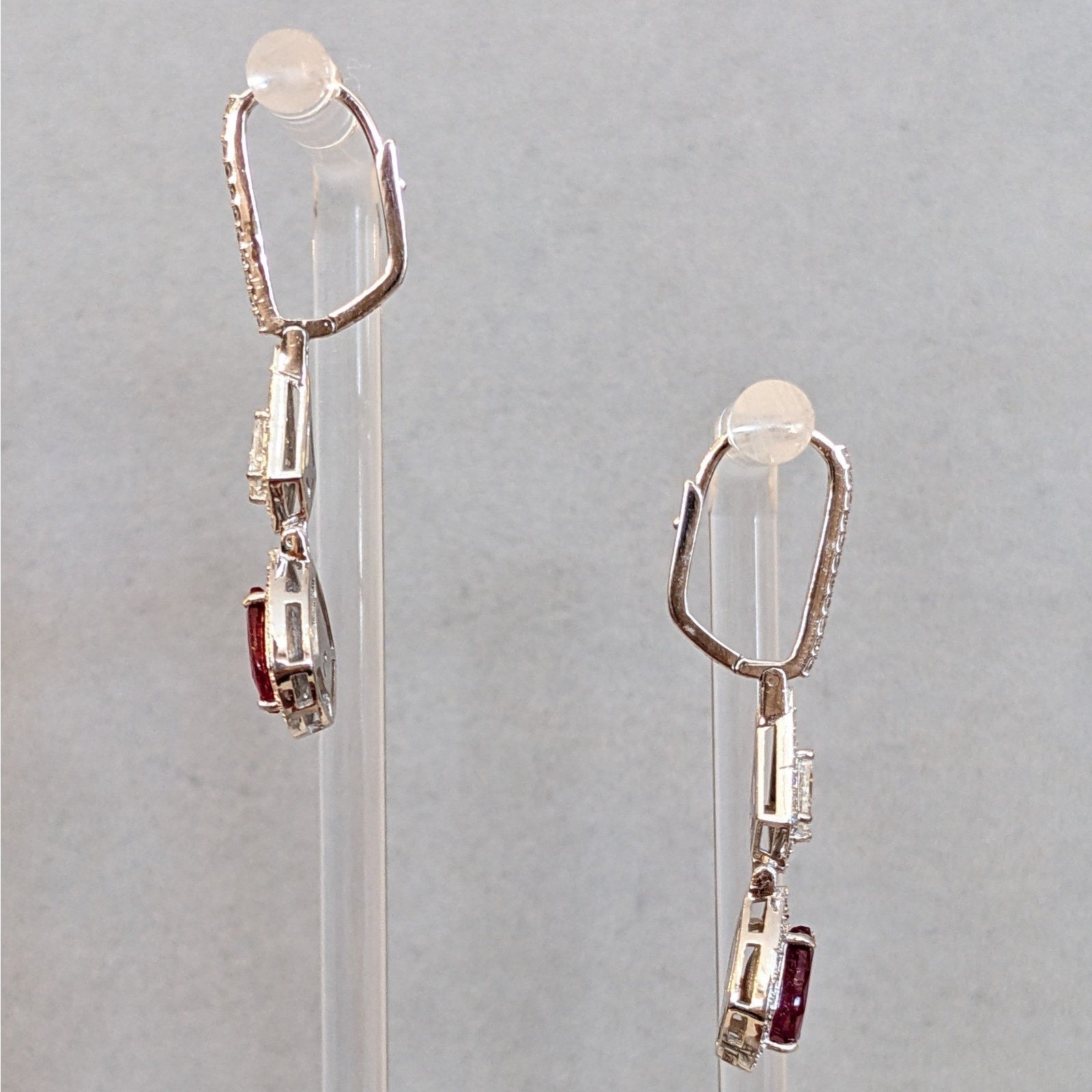 Ruby and Diamond Drop Earrings in 18k White Gold