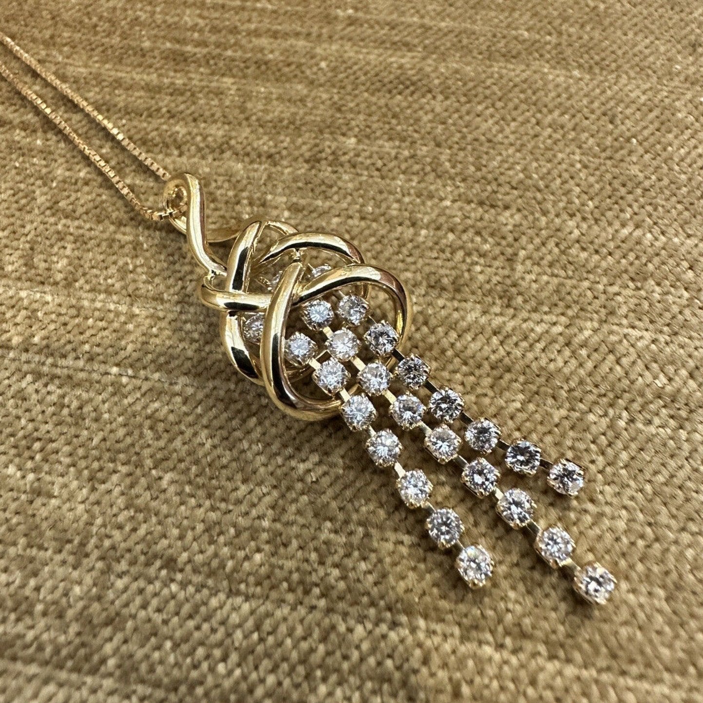 1.00 ct. Cascade Drop Diamond Pendant on Chain in 18k Yellow Gold