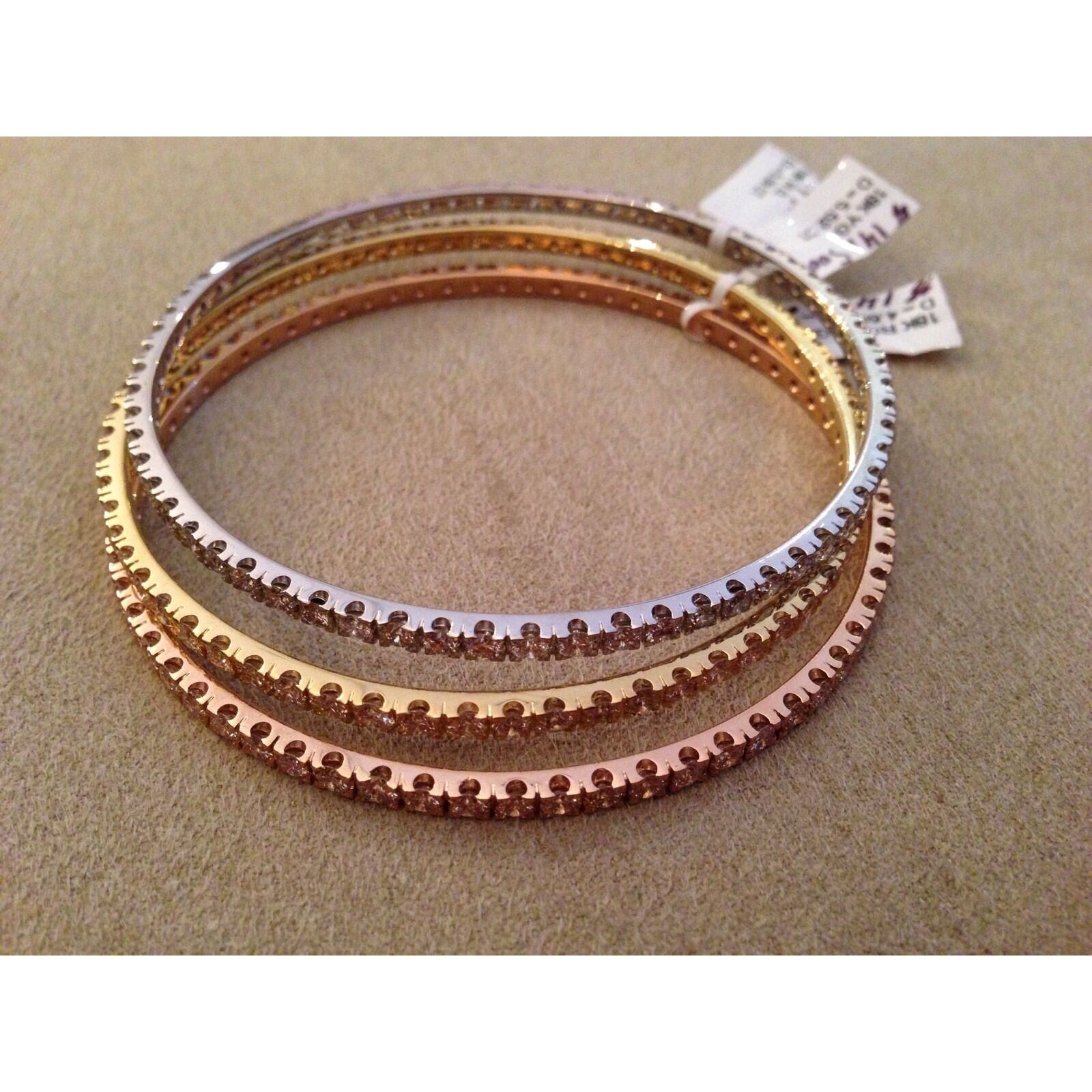 4.60 carat Diamond Eternity Stackable Bangle Bracelet in 18k Rose Gold