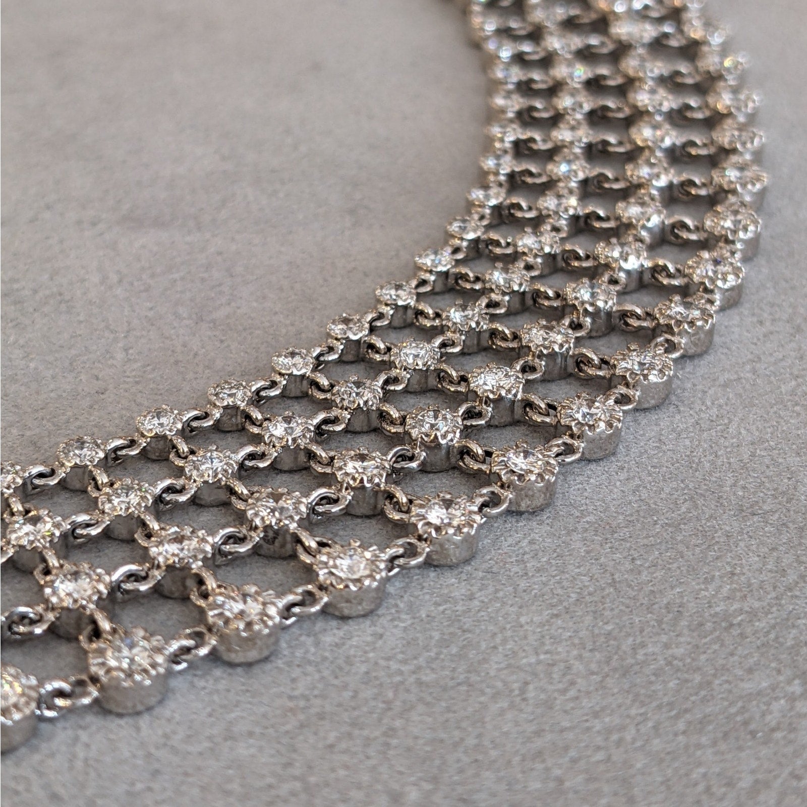 Wide Openwork Collar Diamond Necklace in 18k White Gold