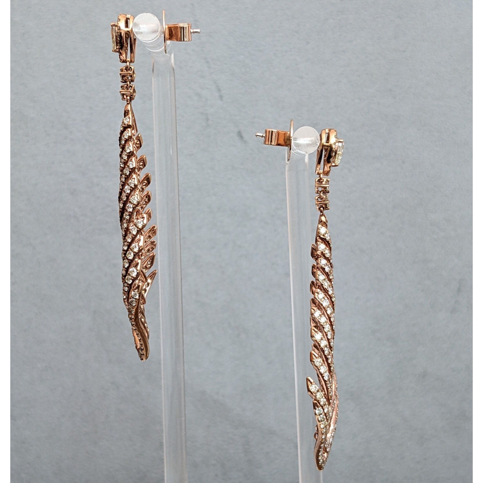 Natural Diamond Tier Drop Earrings 5.85 cttw in 18k Rose Gold