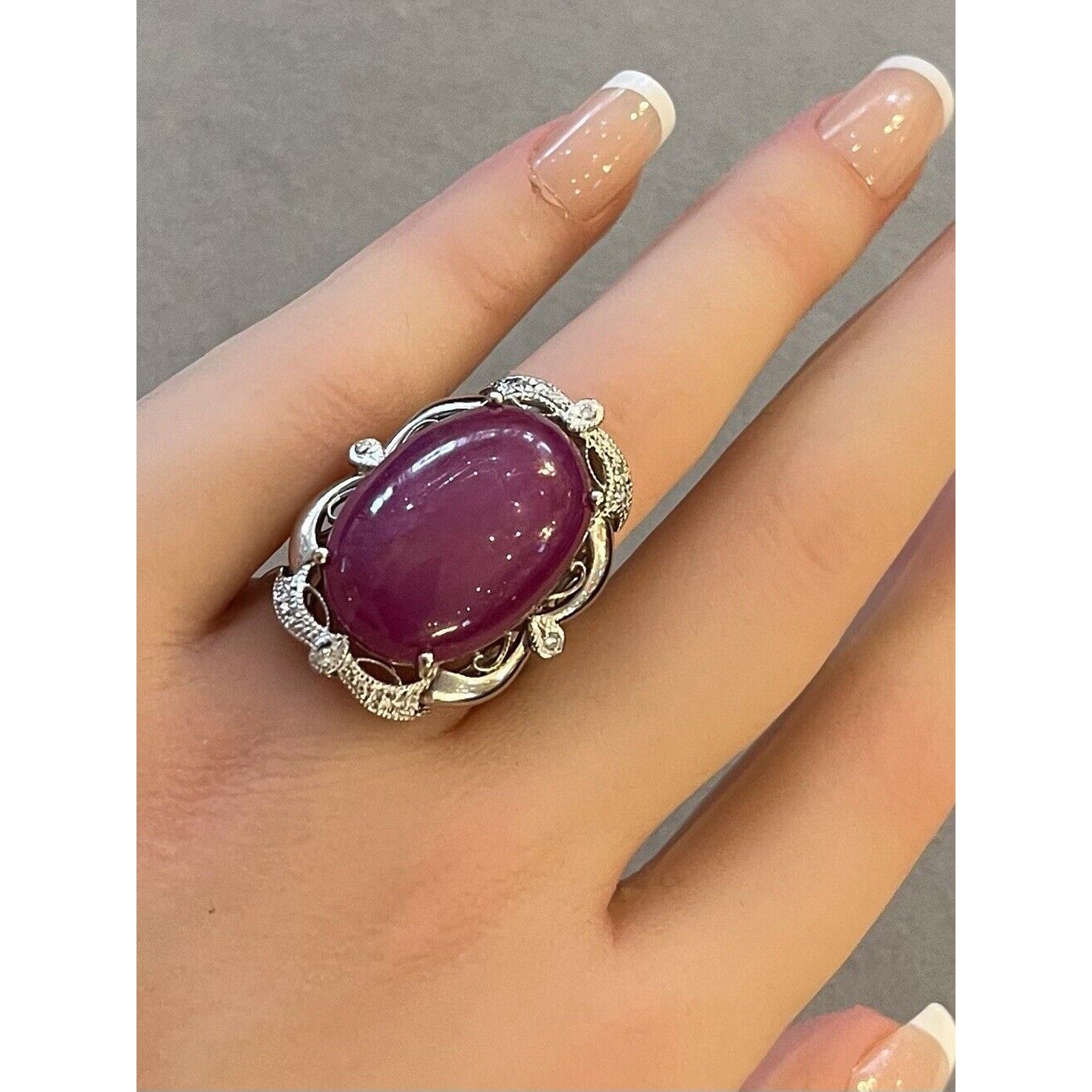 AIGS Certified Star Ruby 38.34 ct No Heat Burma Ring in Platinum
