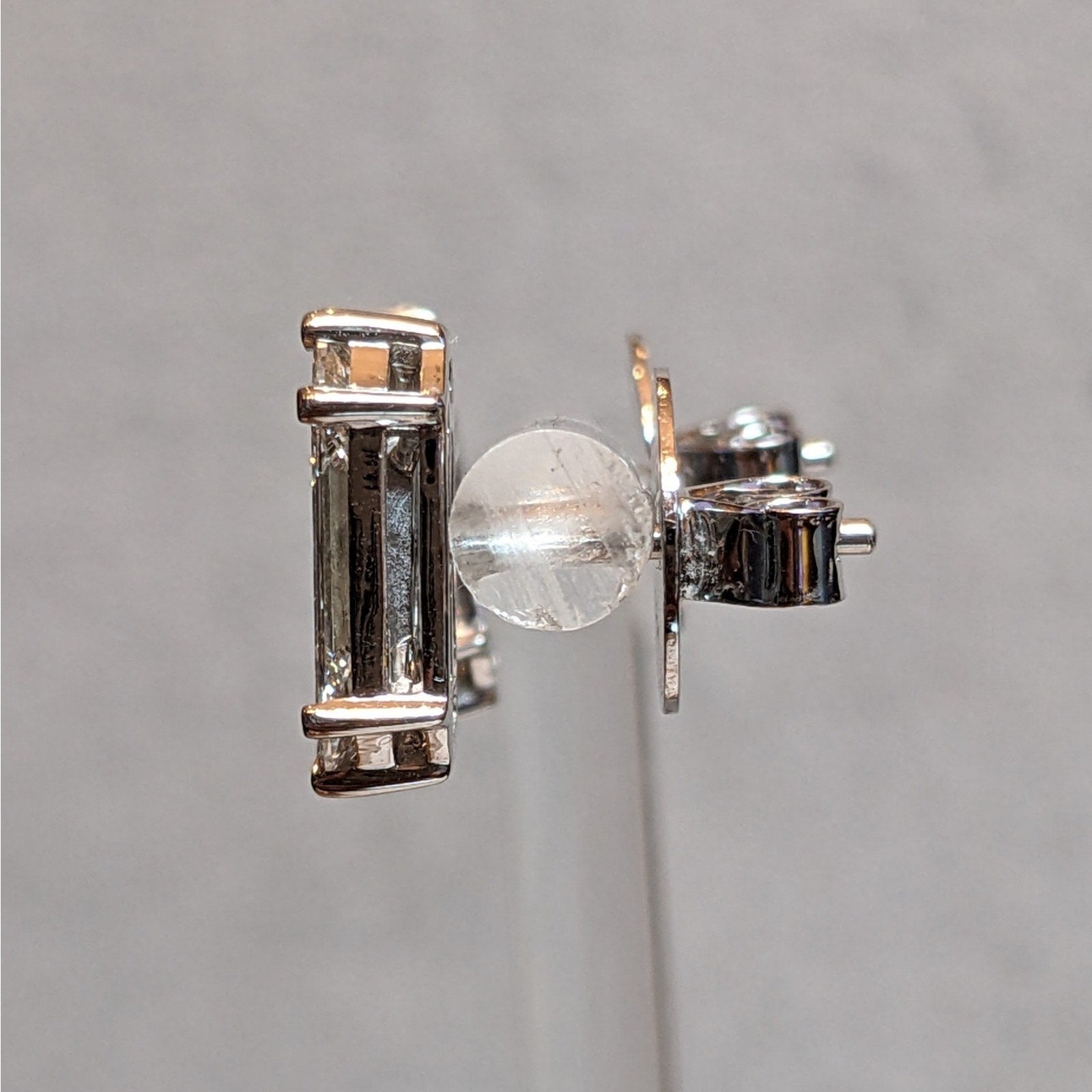 Large Illusion set Natural Diamond Stud Earrings in 18k White Gold