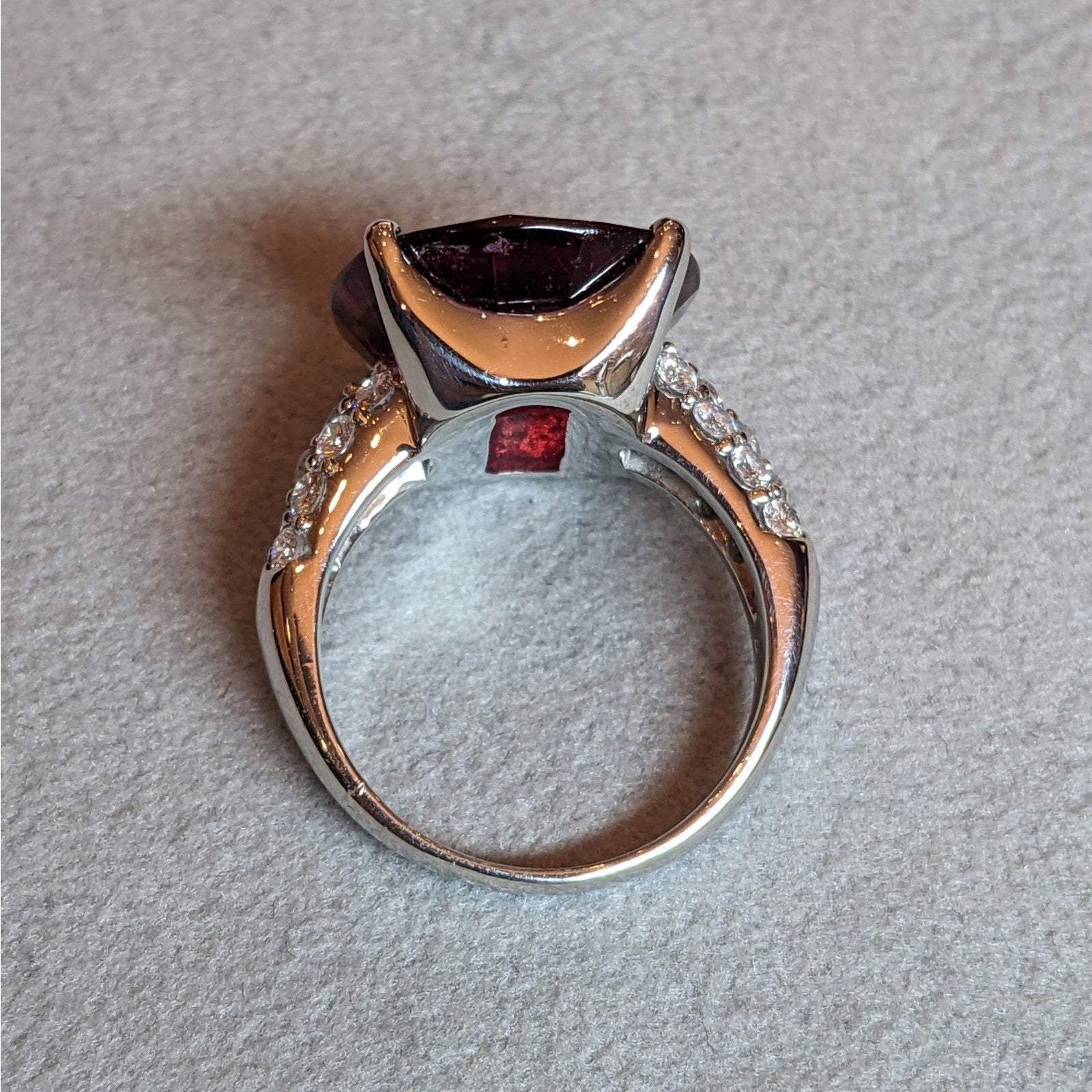 GIA 10.25ct Oval Rubellite Cocktail Ring with Diamonds in Platinum