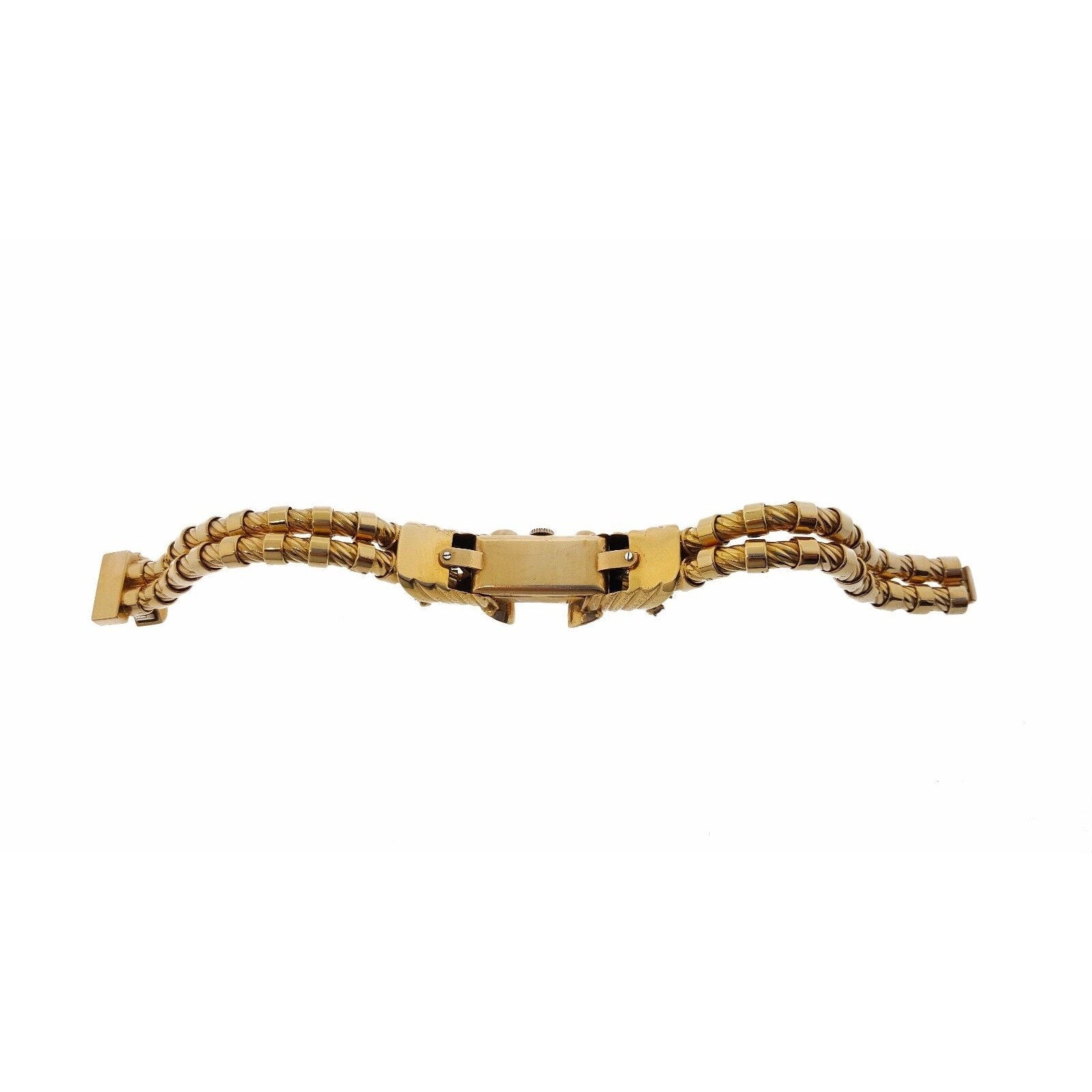 French Retro Ruby and Diamond Bracelet Watch in 18k Rose Gold