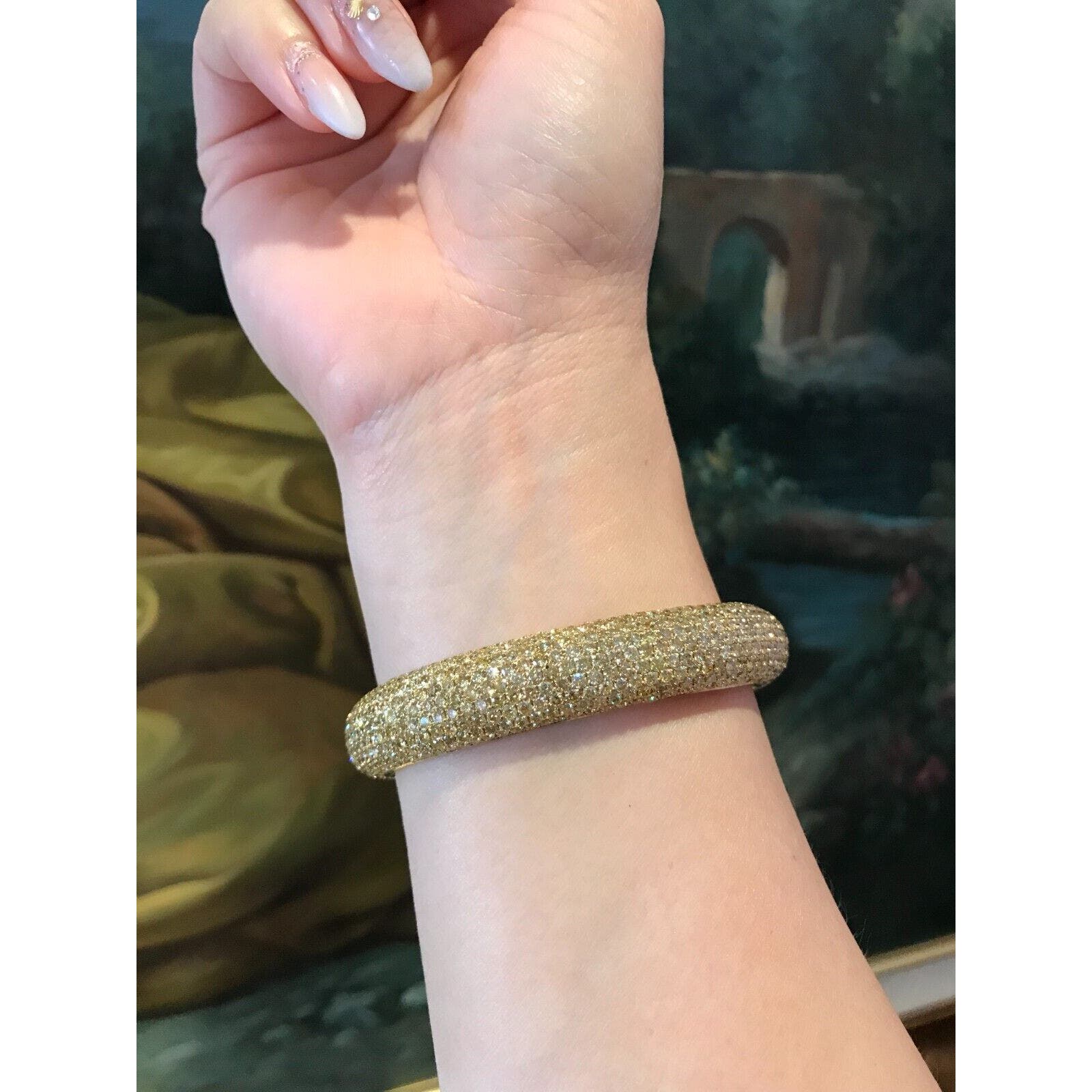 Wide Yellow Diamond Pave Eternity Bracelet 24.36 cttw in 18k Yellow Gold-HM1850A