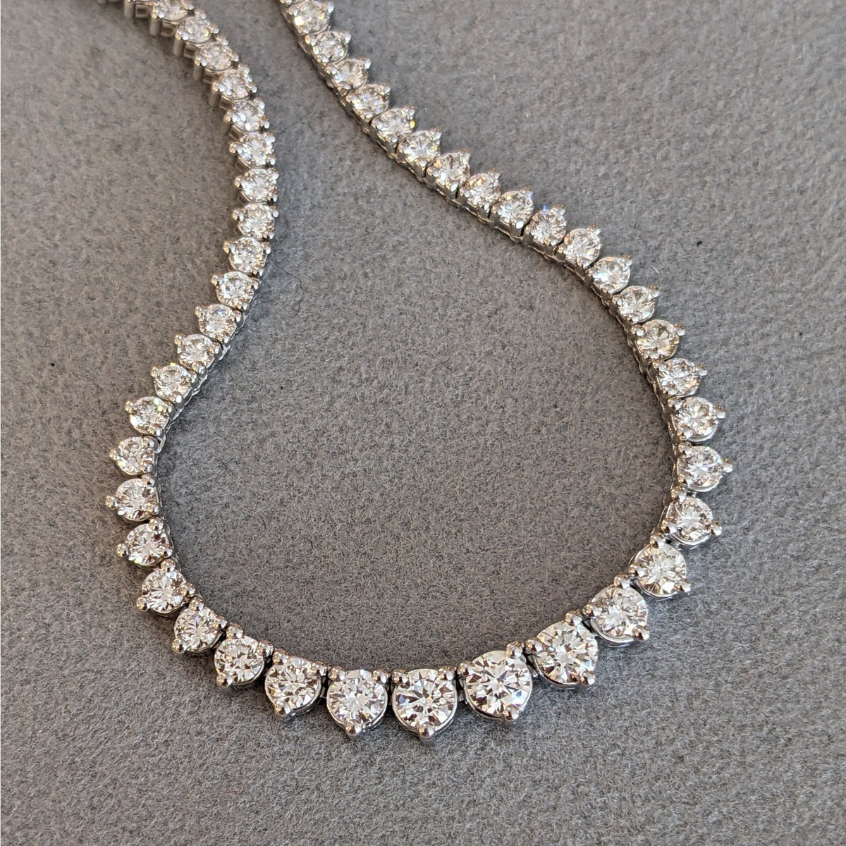 Round Diamond Graduating Tennis Necklace 8.00 ctw in 18k White Gold