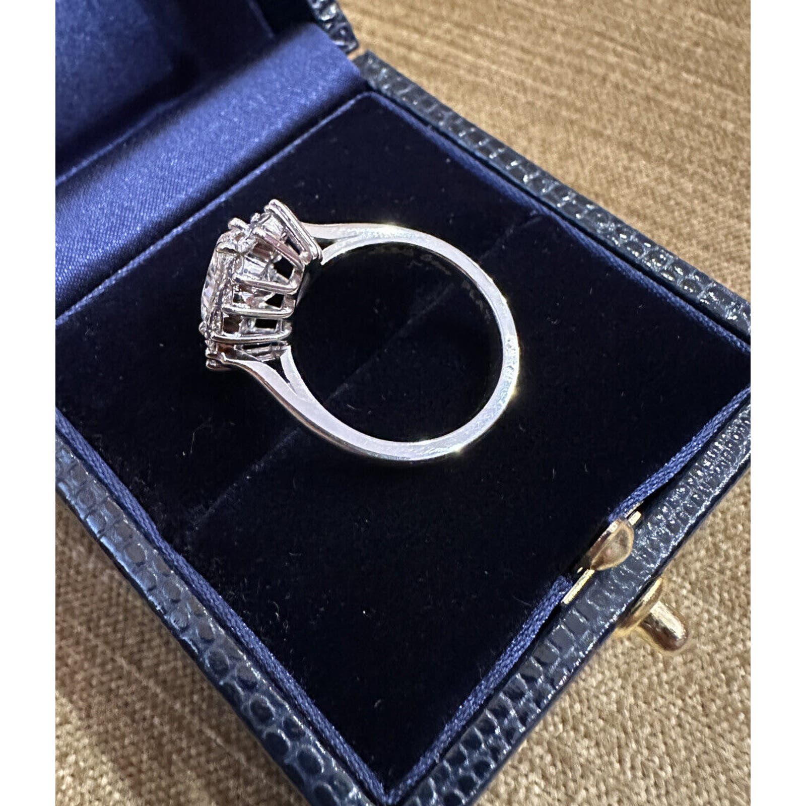 GIA 3.10 ct Pear Brilliant Diamond Ring with Diamonds in Platinum --HM2423SB