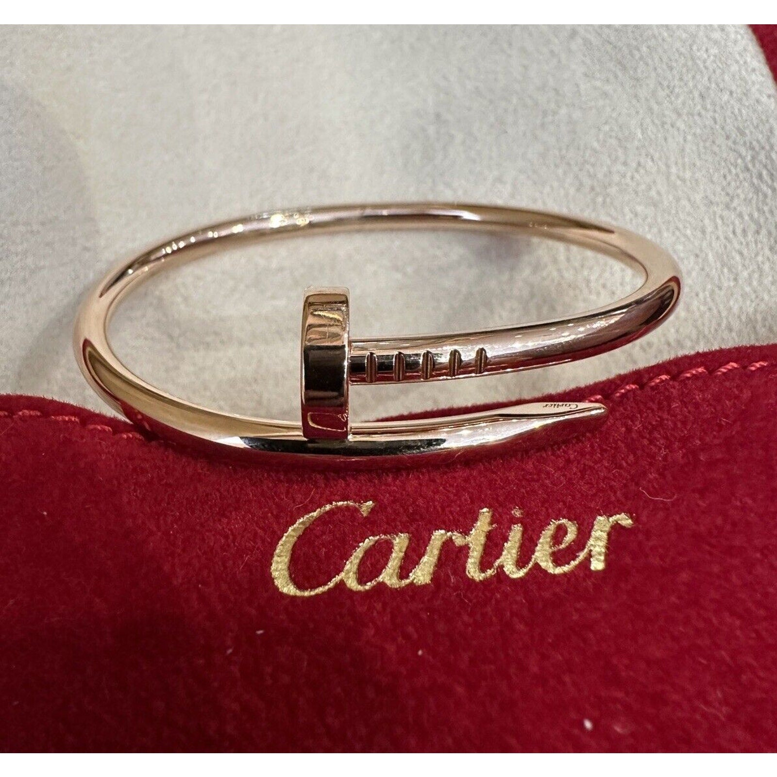 Authentic Cartier 18k Rose gold Juste un Clou Nail Bangle Bracelet Size 15