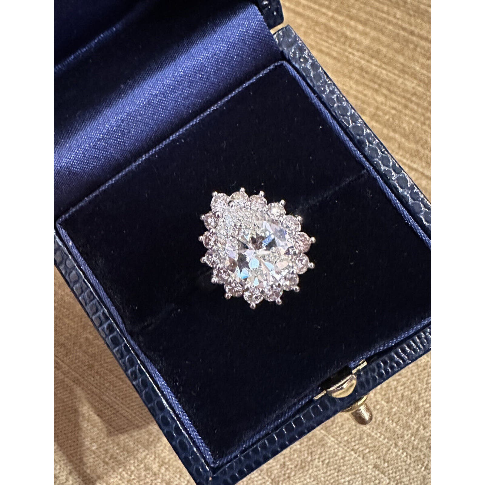 GIA 3.10 ct Pear Brilliant Diamond Ring with Diamonds in Platinum --HM2423SB