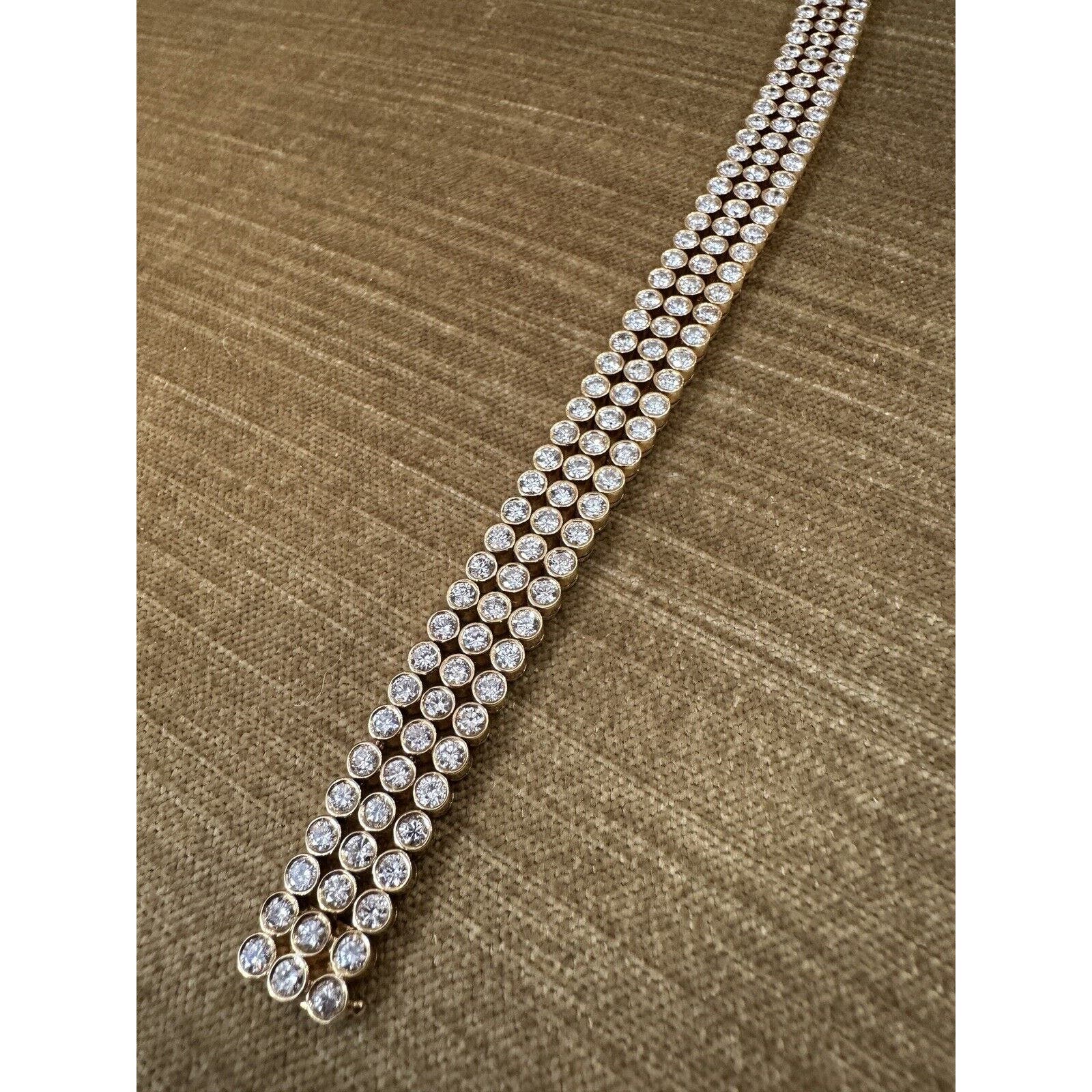 12.42cts Three Row Bezel Set Diamond Bracelet in 18k Yellow Gold - HM2143VA