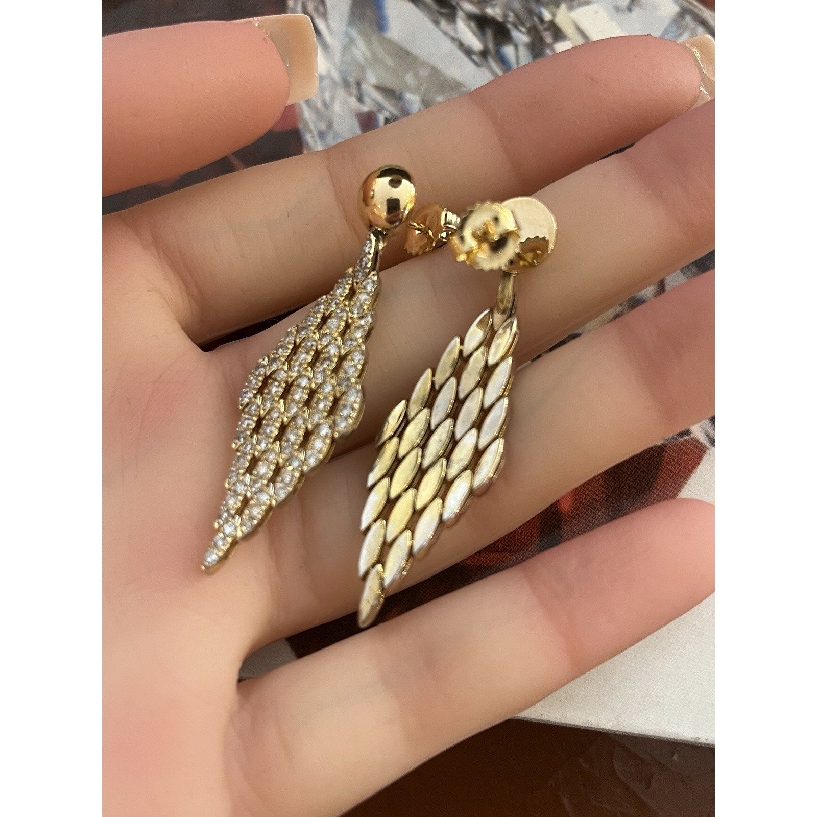 Natural Diamond Drop Earrings 1.50 cttw in 18k Yellow Gold