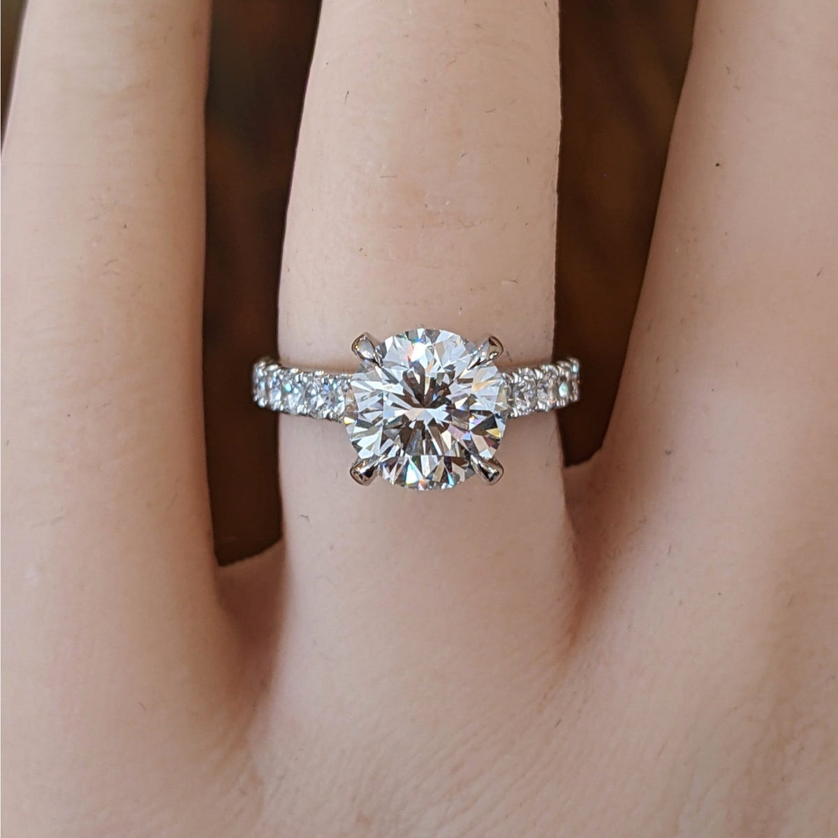 GIA Natural 3.01 ct Round Brilliant Diamond Ring in 18k White Gold