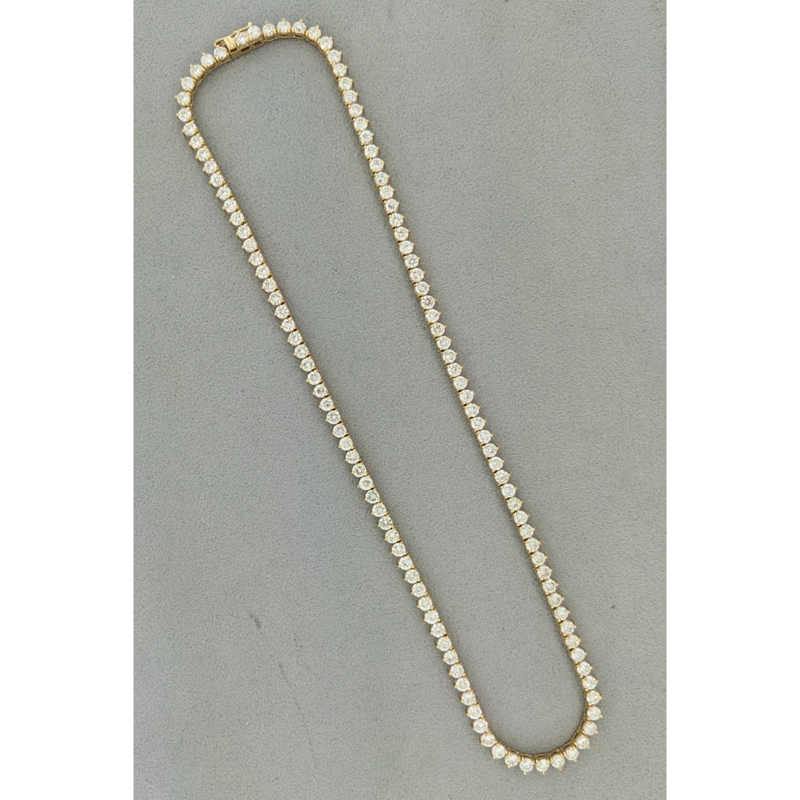 Natural Diamond Tennis Necklace 14.96 ctw in 18k Yellow Gold 16.5"