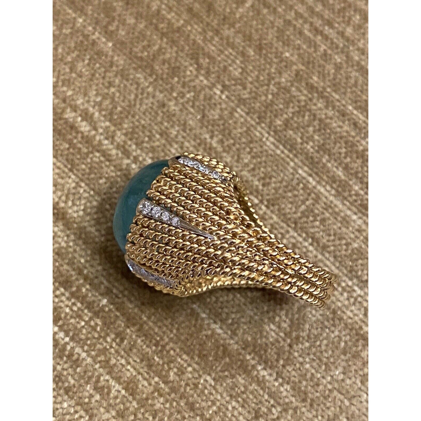 10 carat Emerald Cabochon & Diamond High Dome Cocktail Ring - HM2315AB