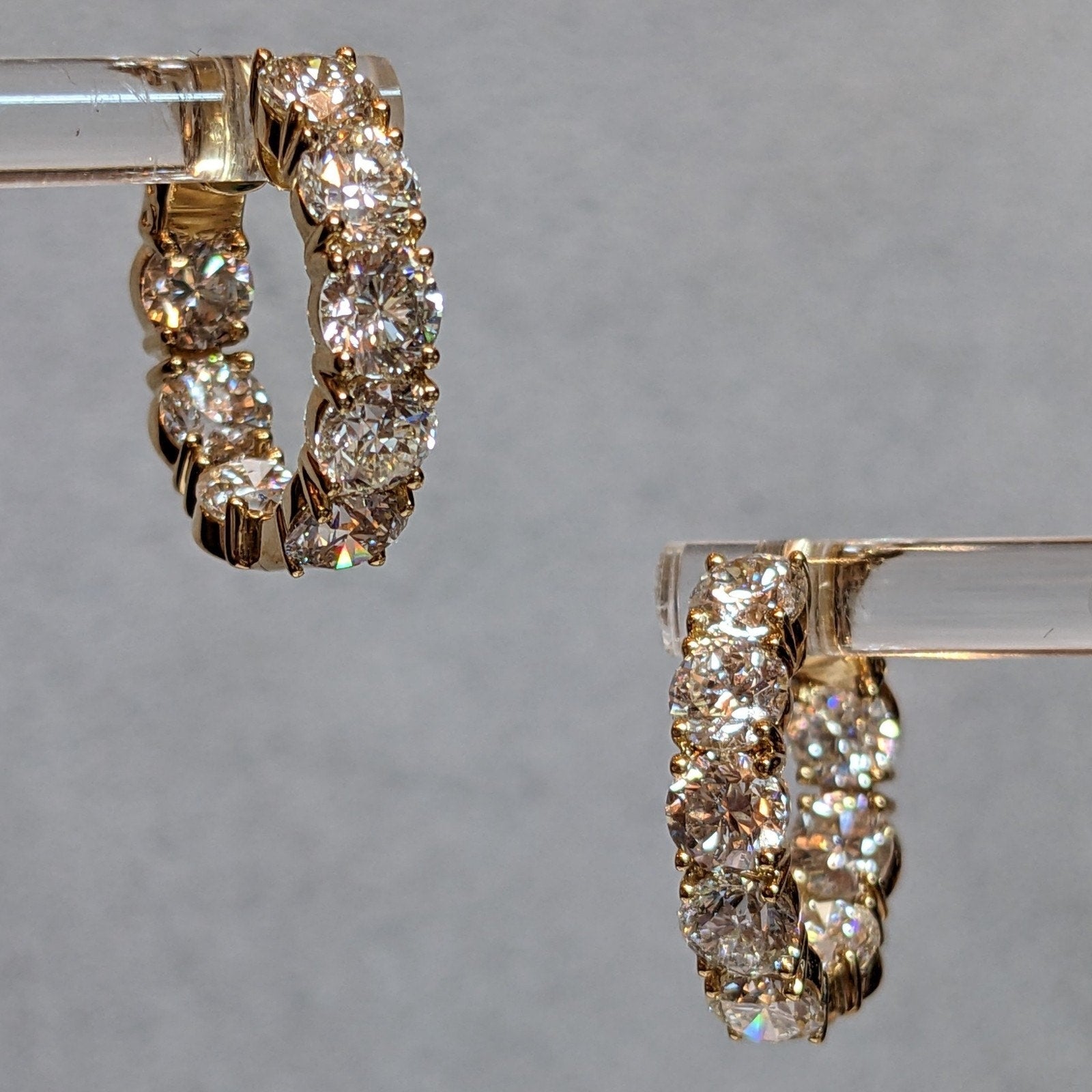 Natural Diamond 8.10 ct Inside Out Hoop Earrings in 18k Yellow Gold