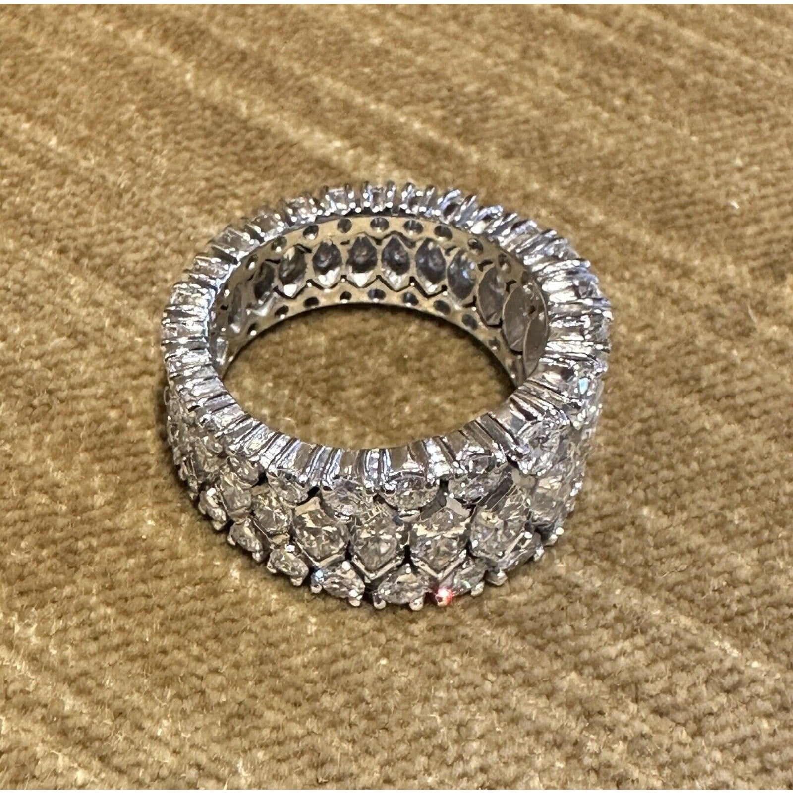 Graduated Marquise & Round Diamond Band Ring in Platinum